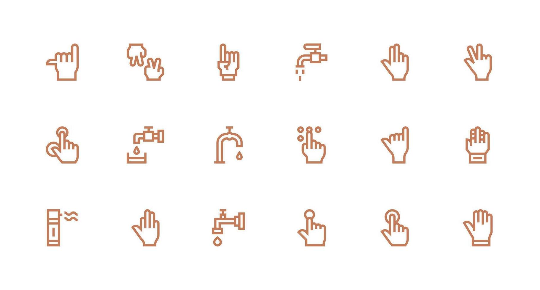 Tap Icon Set with 18 Strong Stroke Line Graphics Clear and Concise Icon Set Collection vector