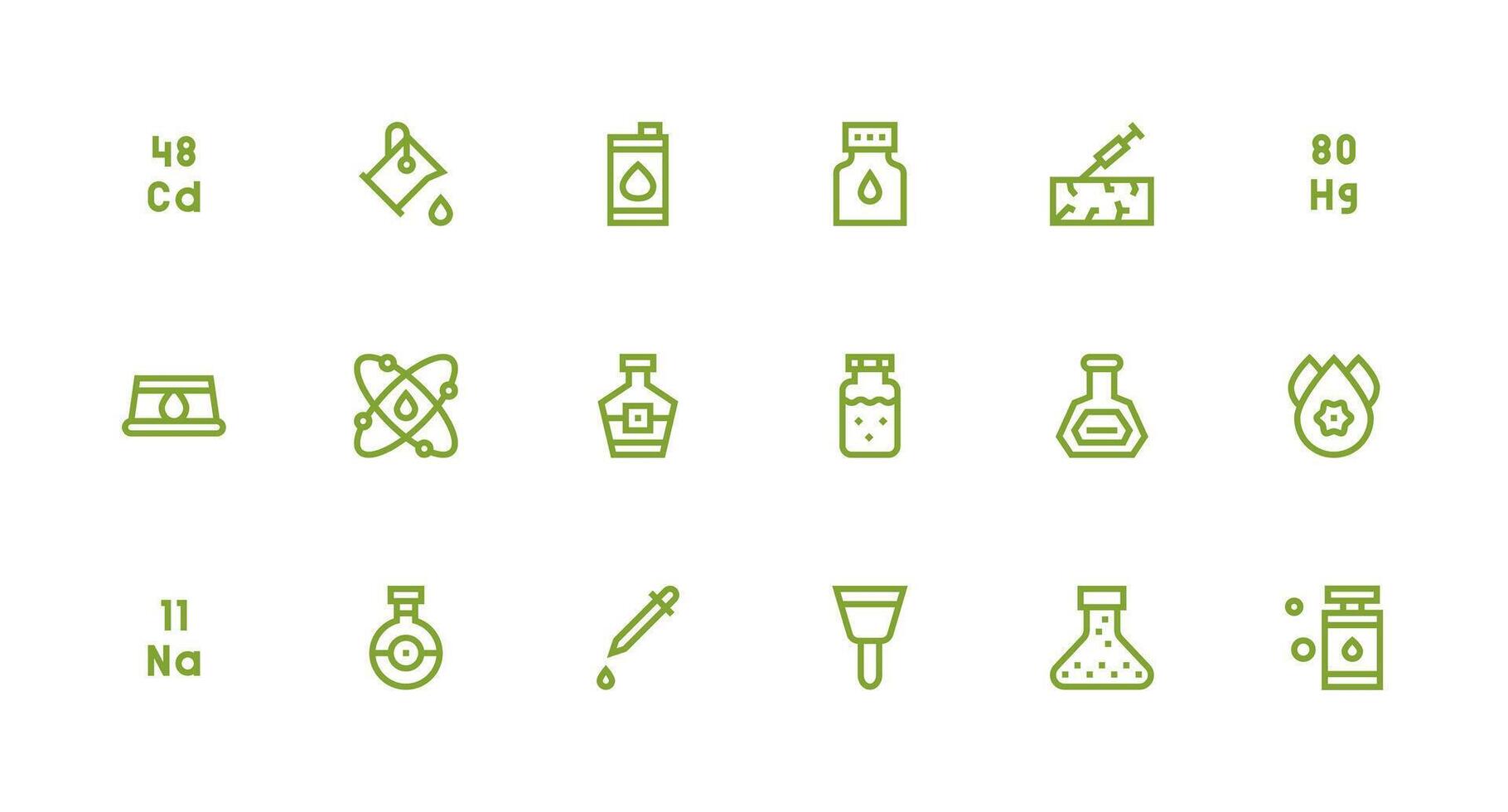 Substance featuring 18 Icons in Strong Stroke Line Design Fully Editable Icon Set for Web vector