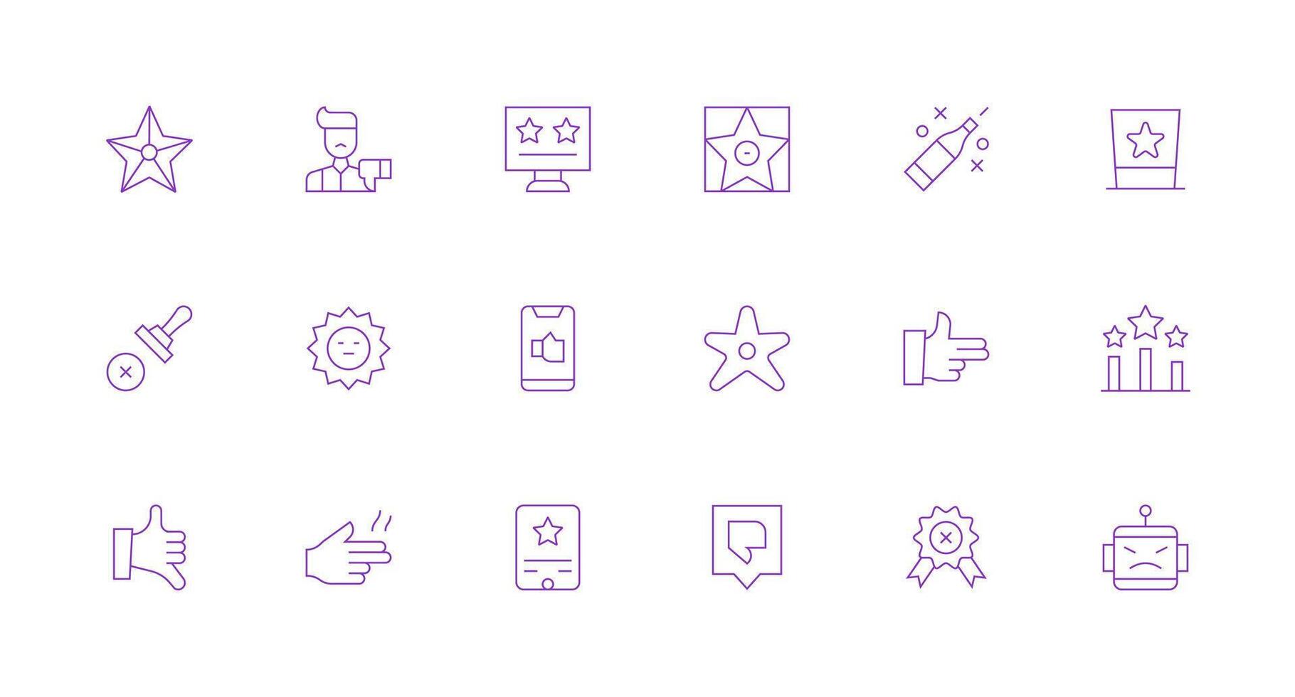 Bad Icon Set with 18 Minimal Line Graphics Complete Icon Set for Mobile Apps vector