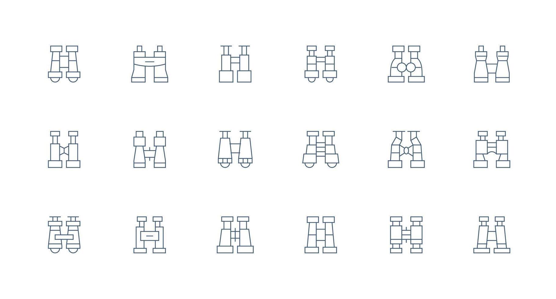 Minimal Line Style Spotting Scope Icons with 18 Vectors Digital Icon Collection