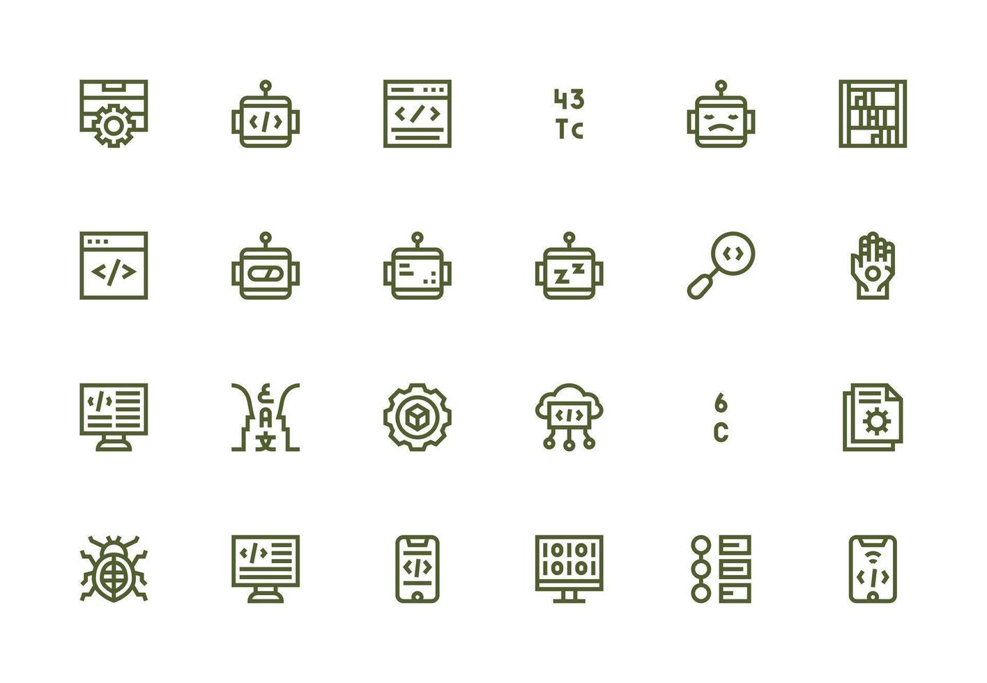 24 Thick Line Line Vectors for Programming Theme Scalable Icons for Cross-Platform Interfaces