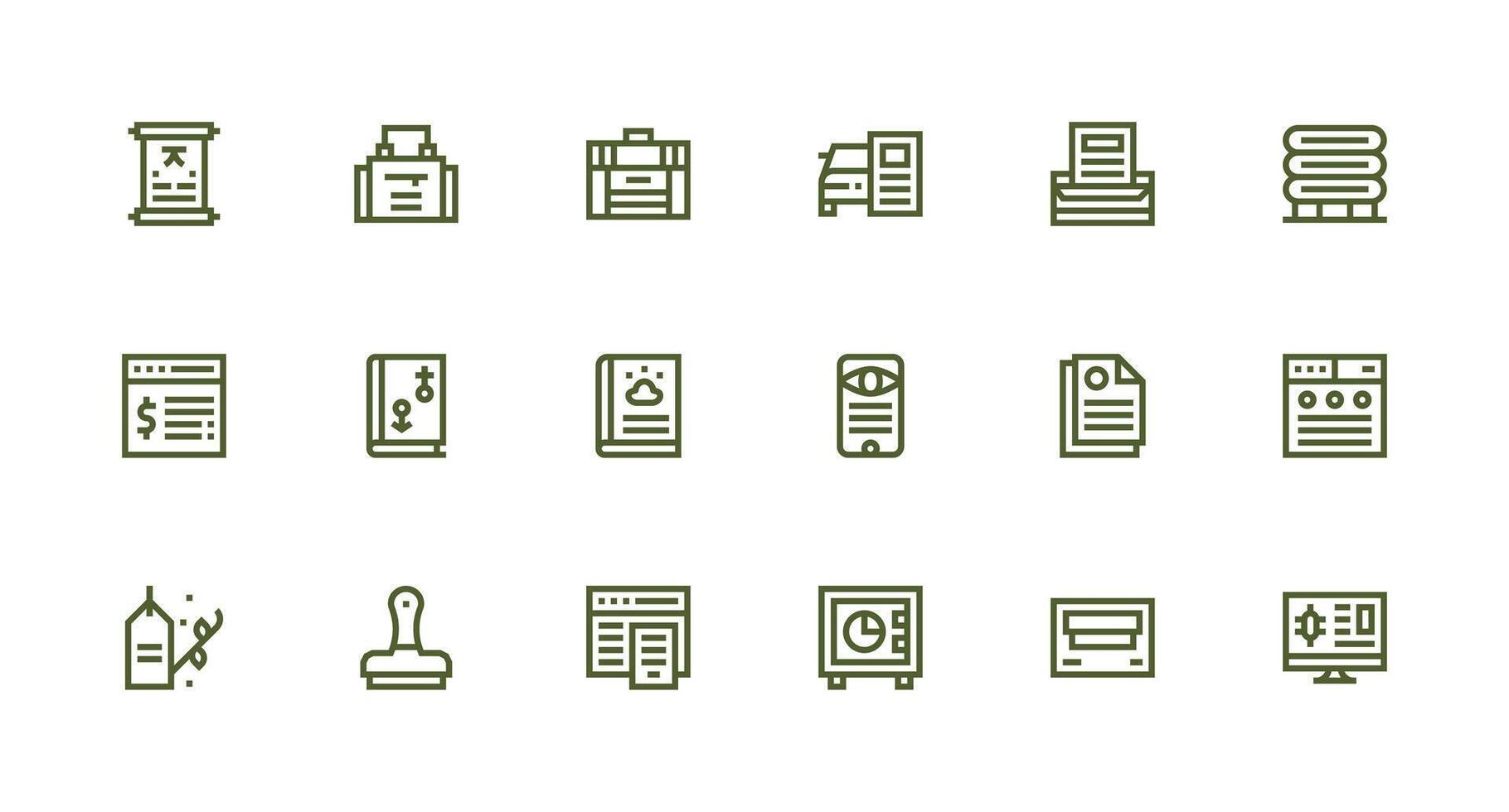 Strong Stroke Line Icons from Records Set with 18 Vectors Light Icon Series