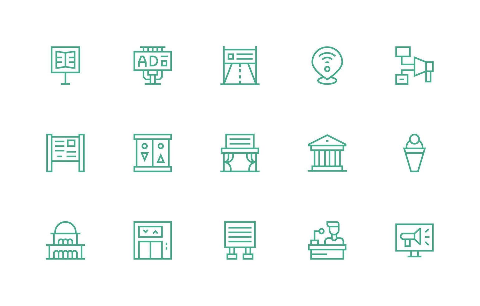 Public Icon Set with 15 Regular Line Graphics Icon Collection Set vector