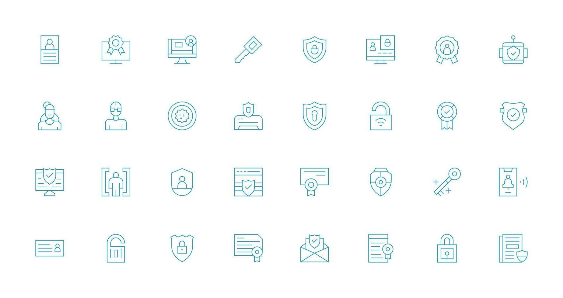 Authentication Visual Pack containing 32 Thin Line Icons Layout Icon Collection vector