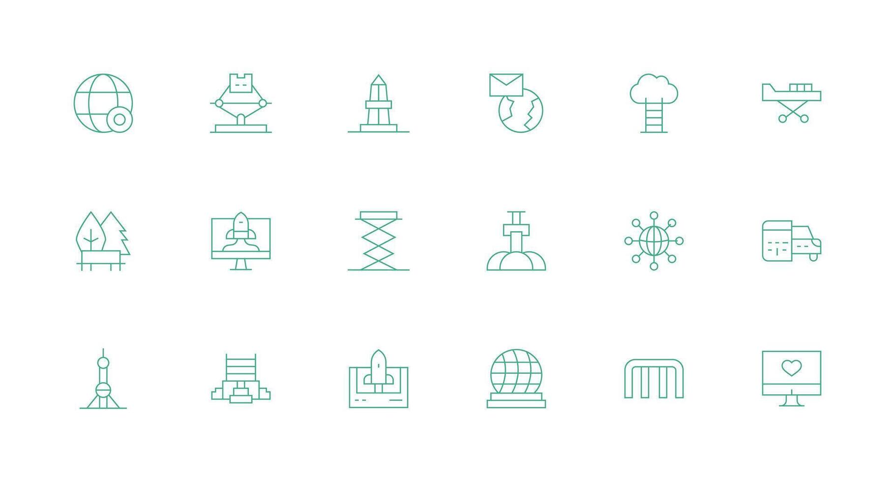 18 Minimal Line Style Icons from Platform Collection Detailed Icon Collection for Design Systems vector