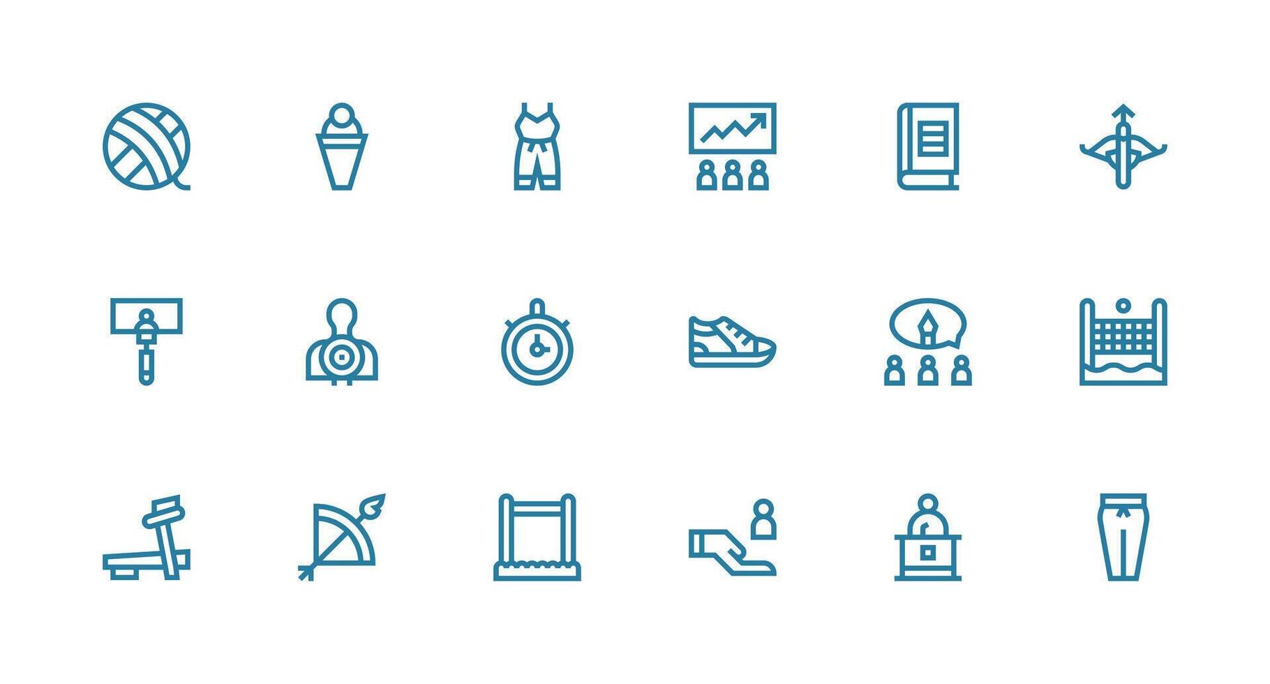 Training Visual Pack containing 18 Strong Stroke Line Icons Multi-Purpose Icon Pack for Templates vector