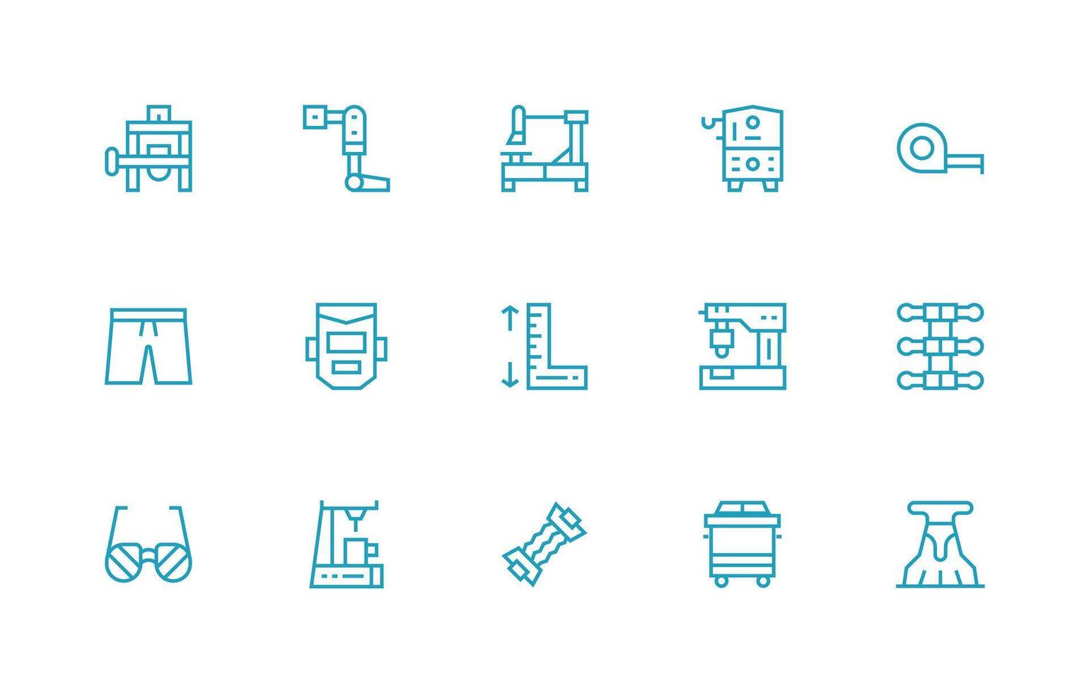 15 Icons for Fabrication in Regular Line Format Sharp Icons for Presentations vector