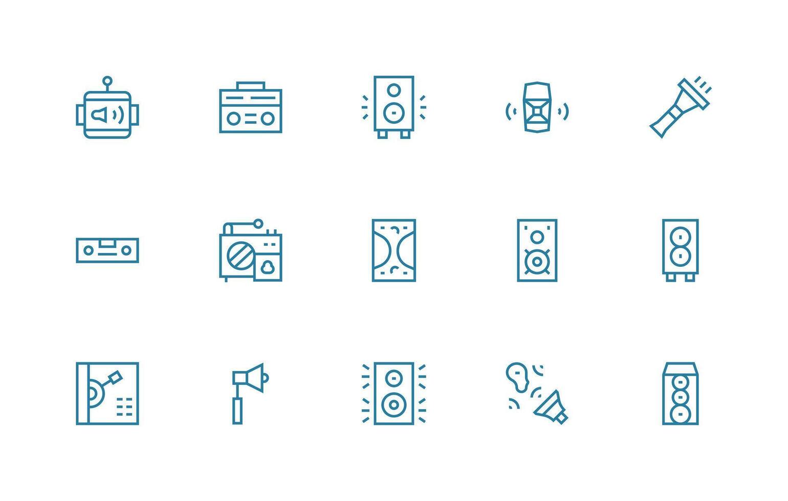 15 Regular Line Vectors for Sound System Theme Clear and Concise Icon Set Collection