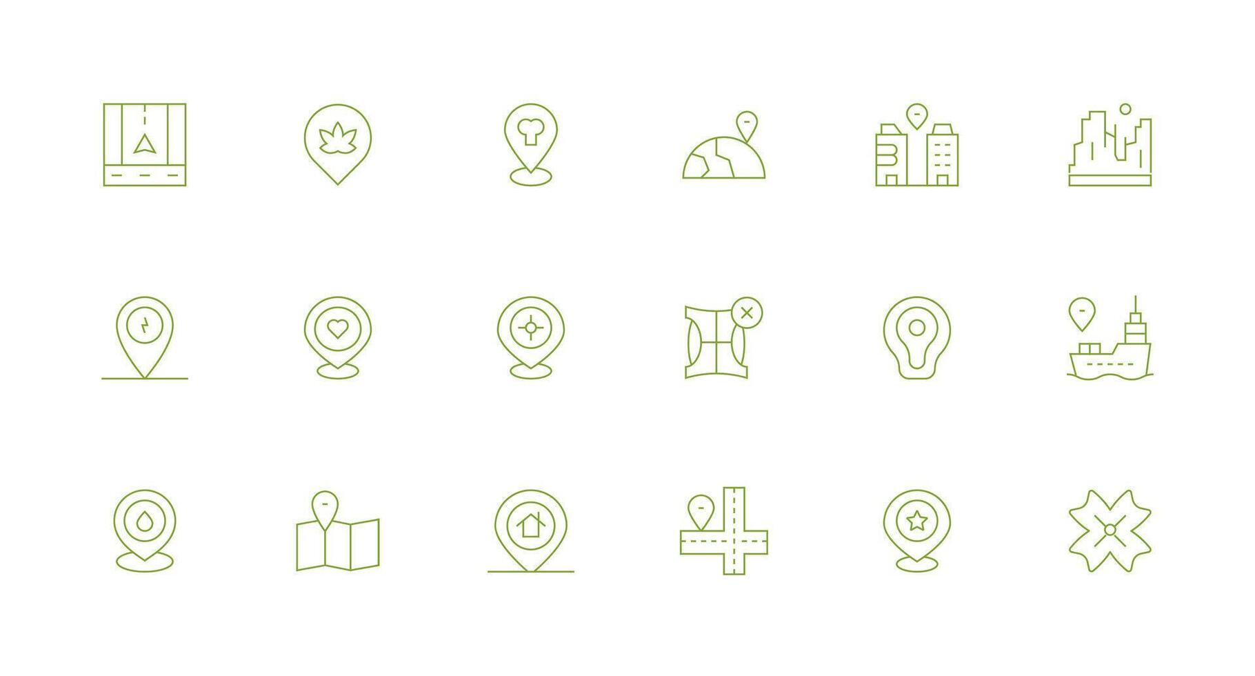 Map Marker including 18 Minimal Line Illustrations Minimal Icon Set for Interface Projects vector