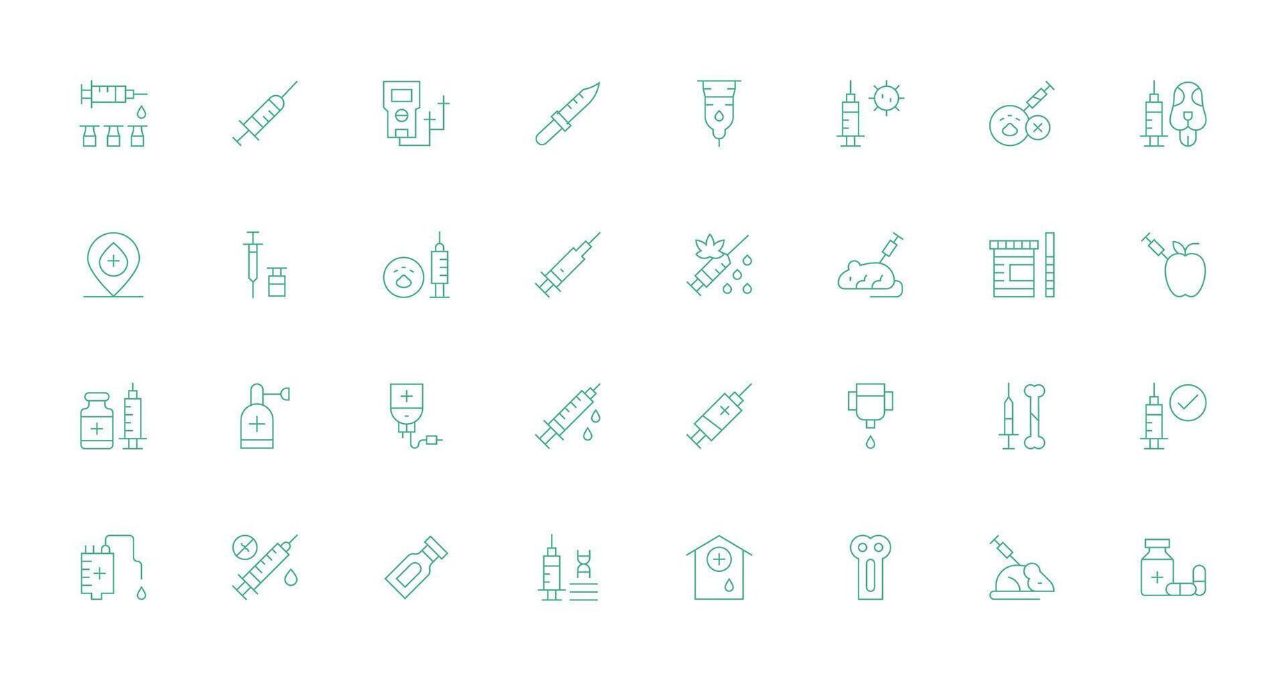 32 Thin Line Designs for Injection Icons Complete Icon Set for Mobile Apps vector