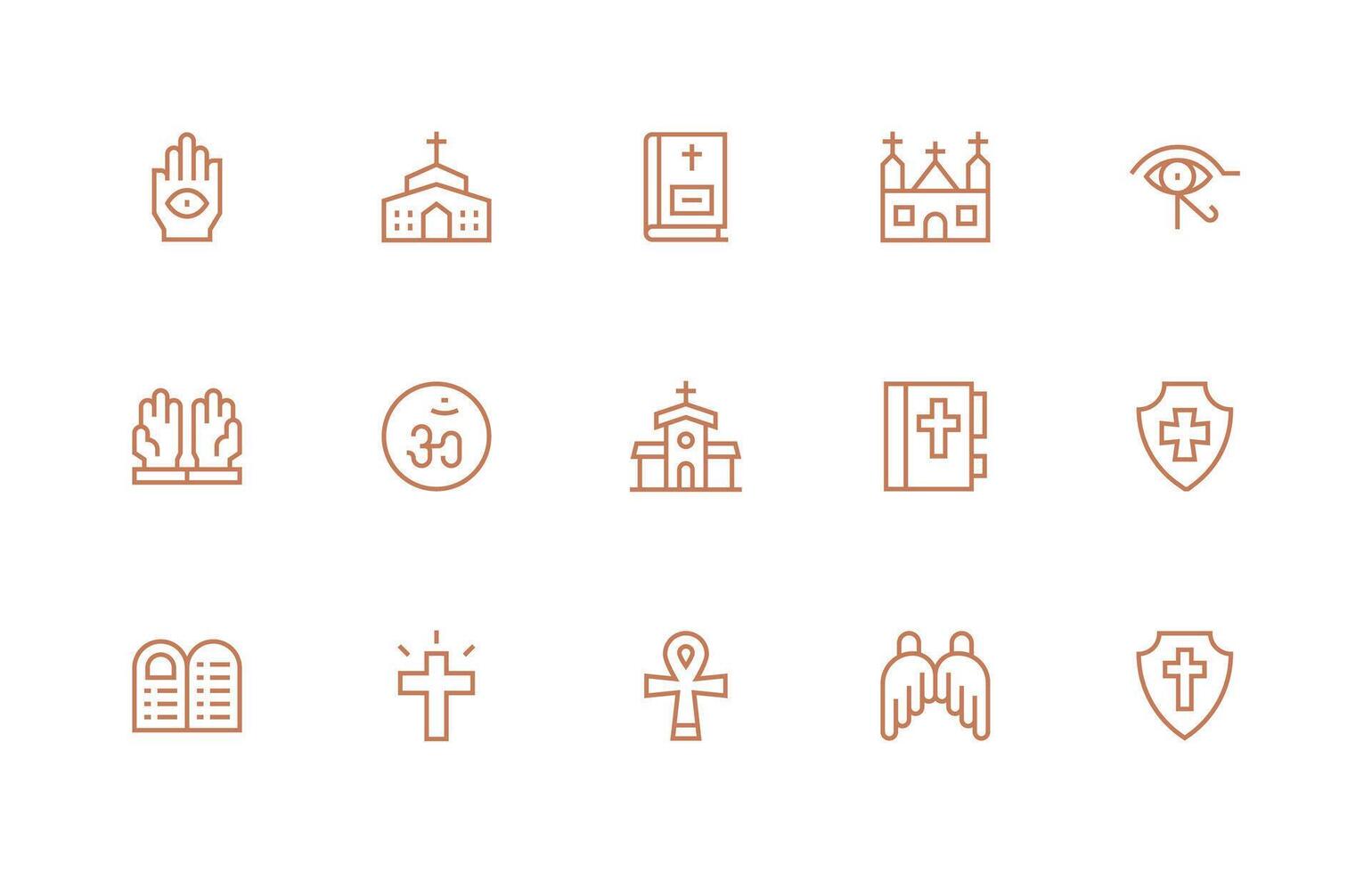 15 Divine Icons in Regular Line Aesthetic Multi-Purpose Icon Pack for Templates vector