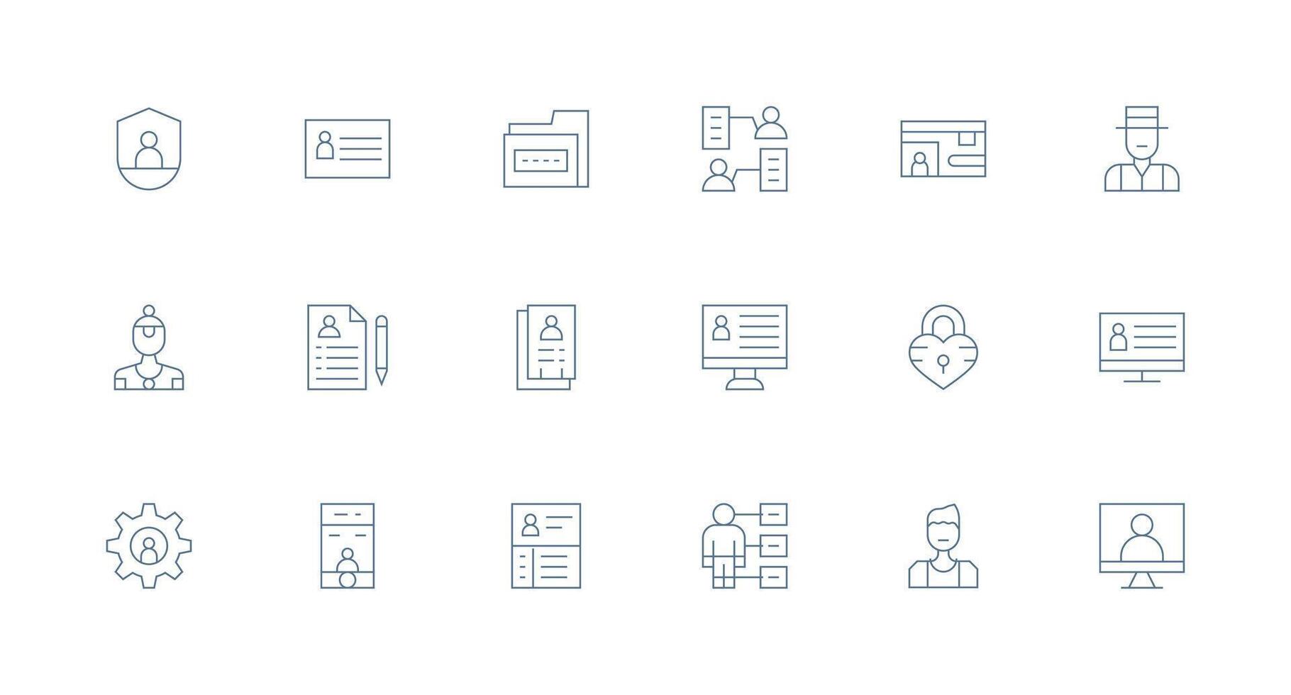 Personal Data Set with 18 Minimal Line Icons Essential Icons for Rapid UI Building vector