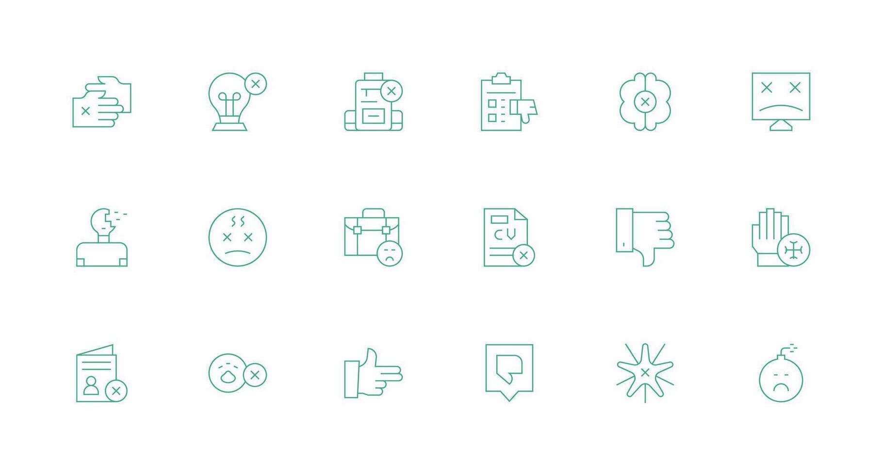 Unsuccessful Set with 18 Minimal Line Icons Neatly Designed Icons for Web Platforms vector