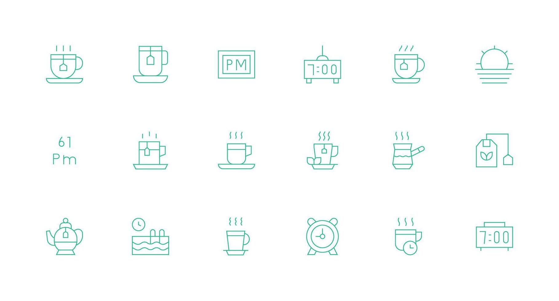 Afternoon featuring 18 Icons in Minimal Line Design Multi-Style Icons for Creative Projects vector