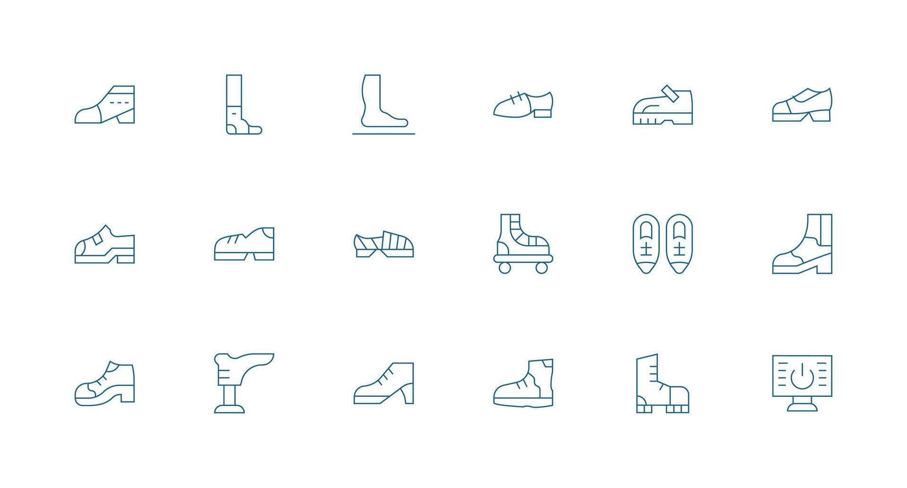 18 Icons for Boot in Minimal Line Format Editable Icon Collection vector