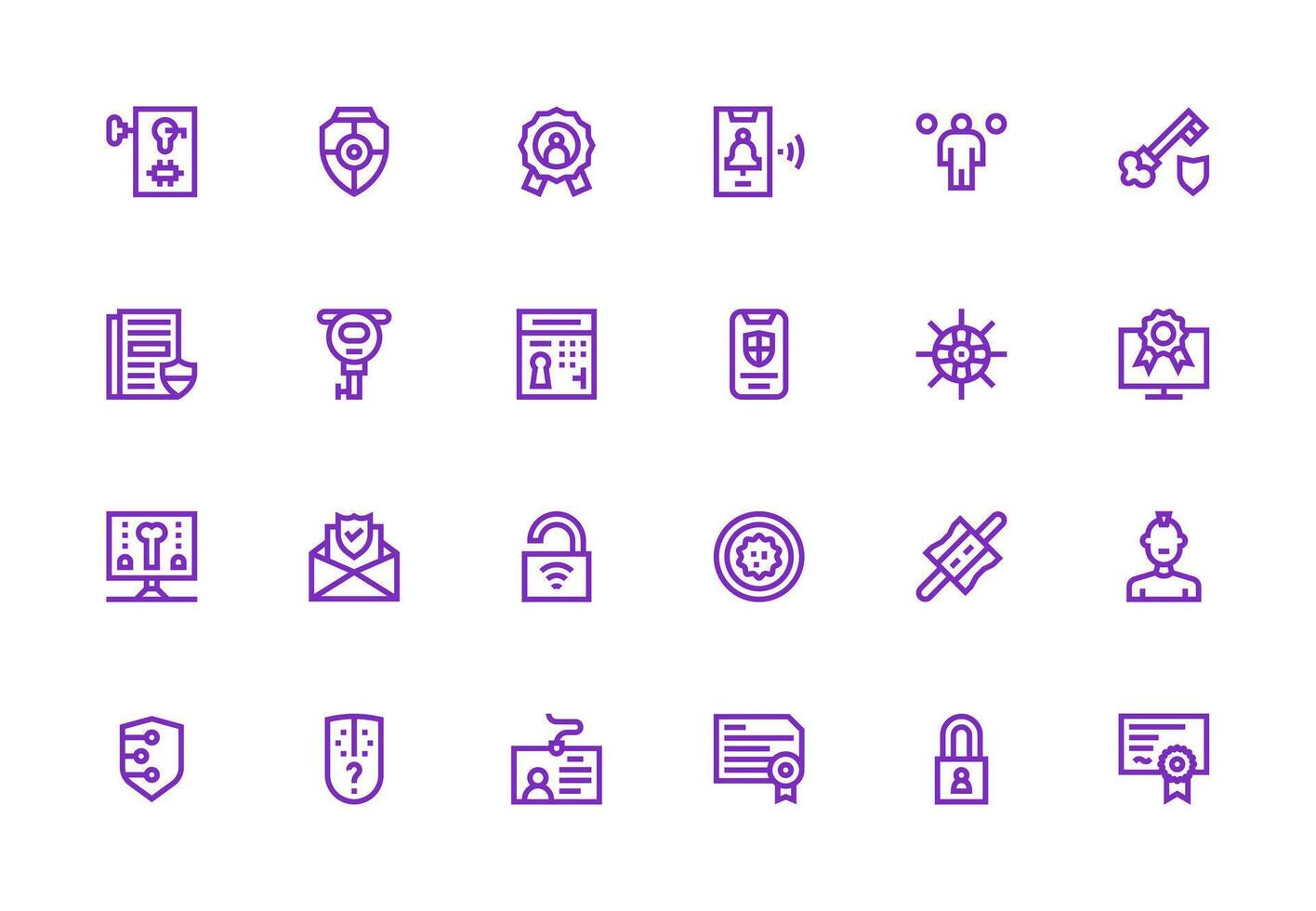 24 Icons for Authentication in Thick Line Line Format Quick Access Icons for UI Development vector