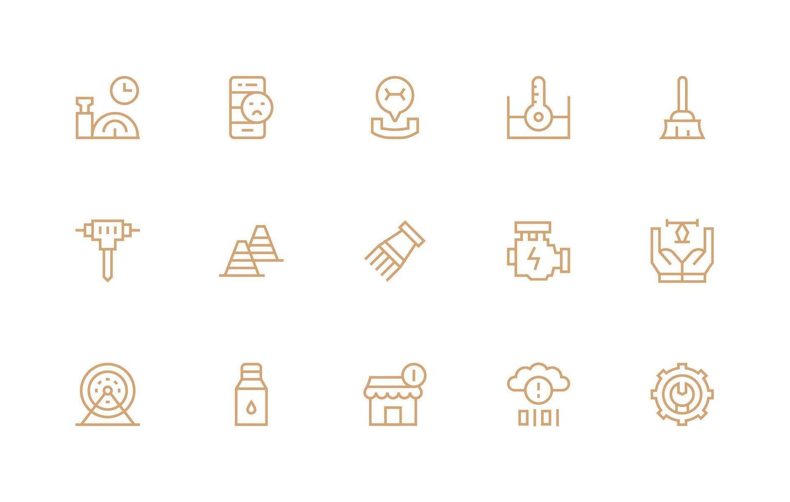 Maintenance including 15 Regular Line Illustrations Clear and Concise Icon Set Collection vector