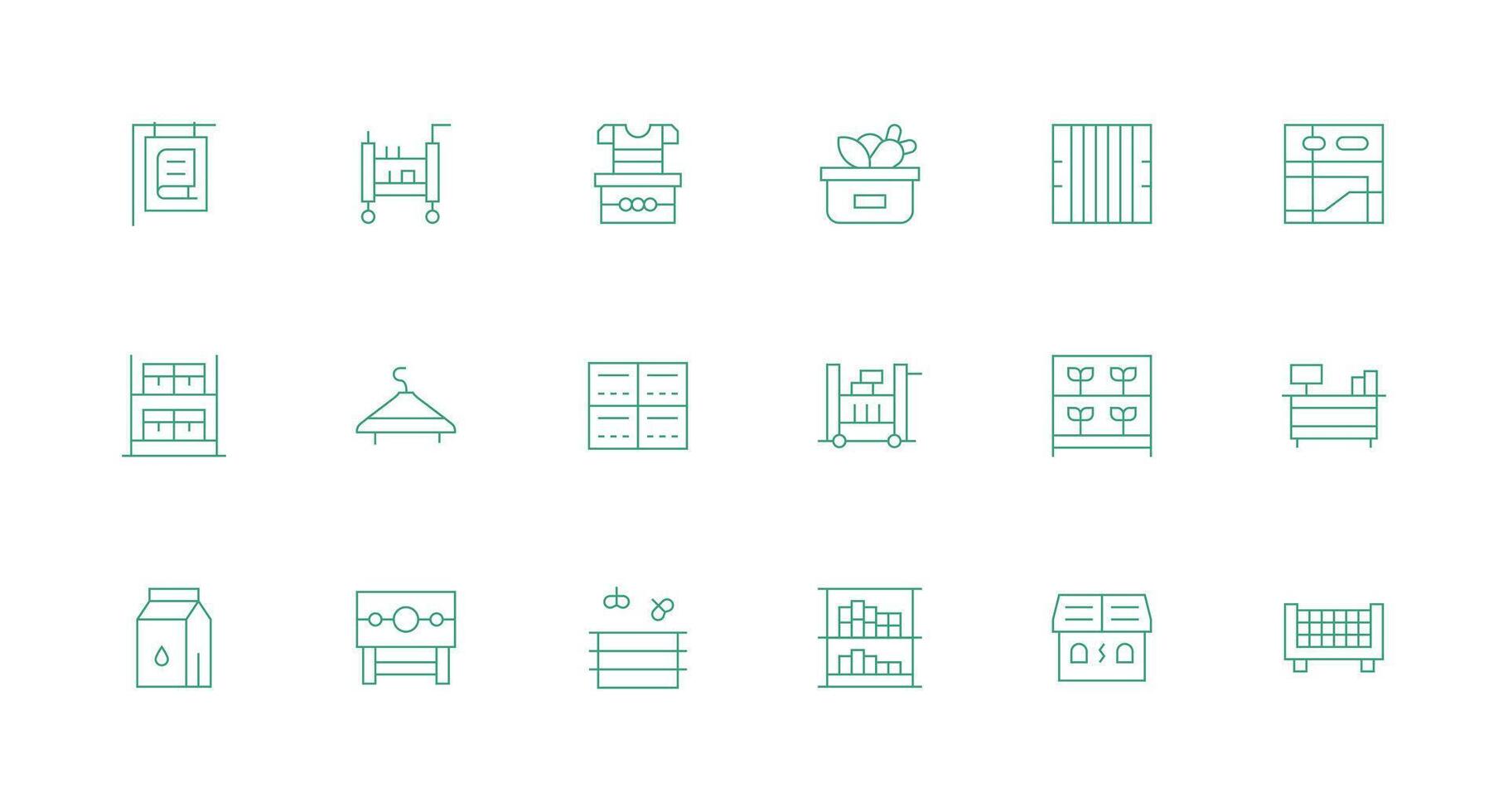 Shelf featuring 18 Icons in Minimal Line Design Essential Icons for Rapid UI Building vector