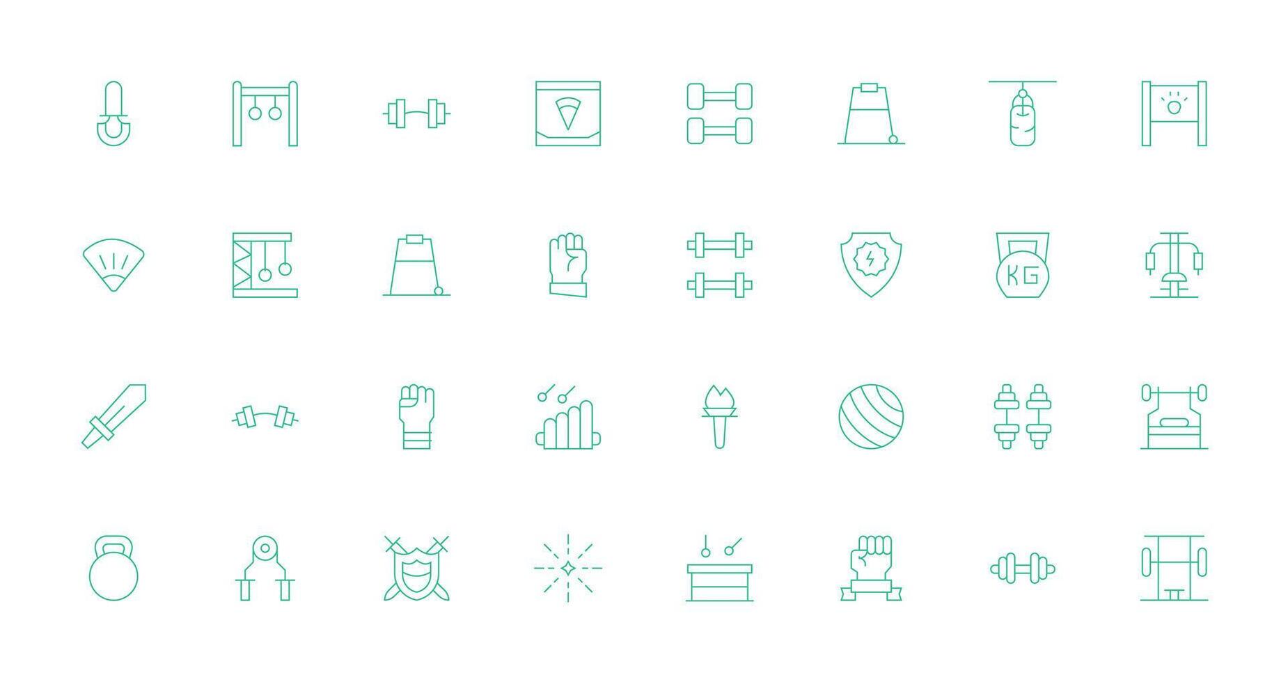 Thin Line Icons from Strength Set with 32 Vectors Multi-Style Icon Collection