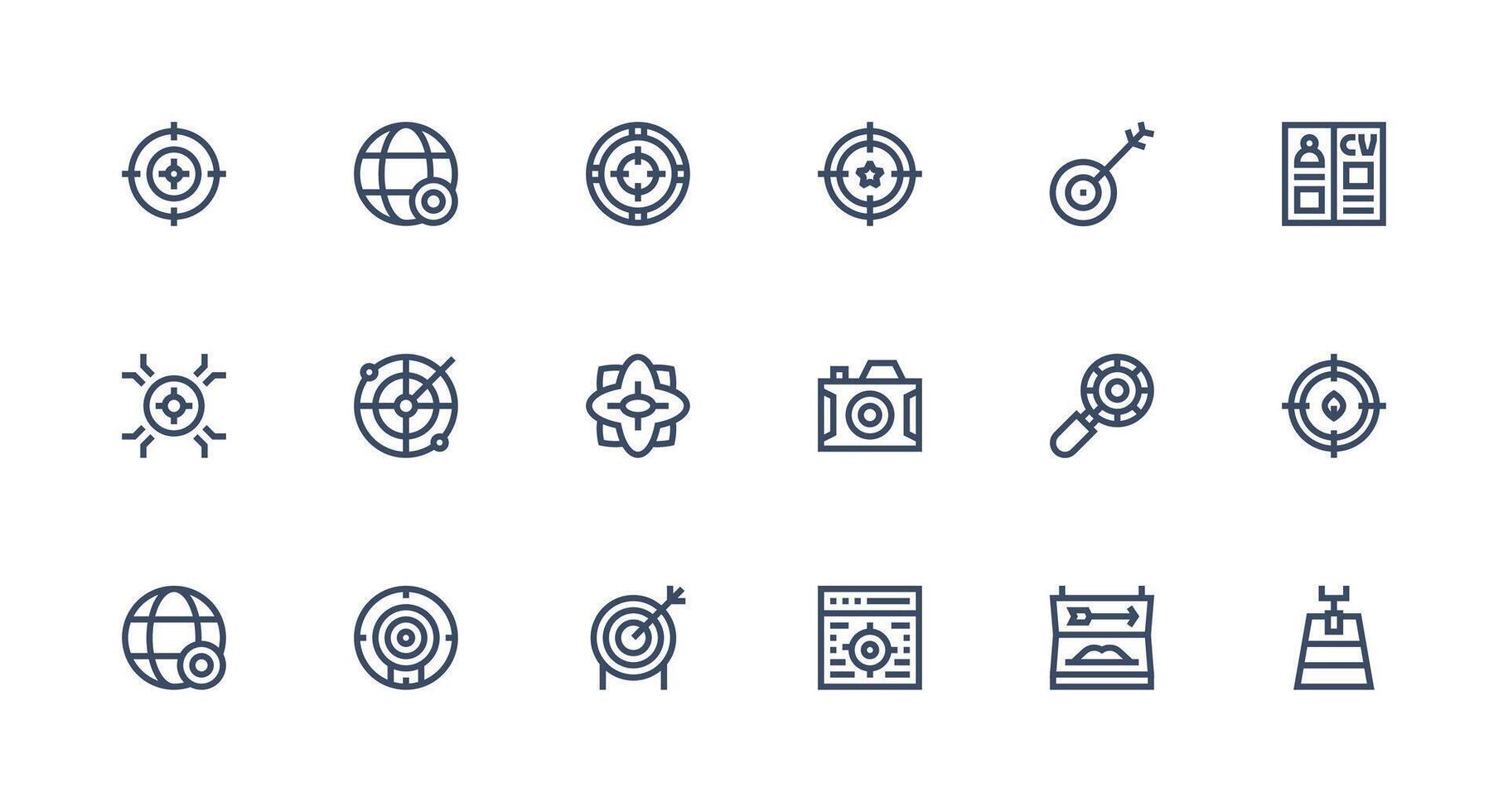 Objective Design Icons featuring 18 in Strong Stroke Line Style Icons Built for Visual Consistency Pack vector