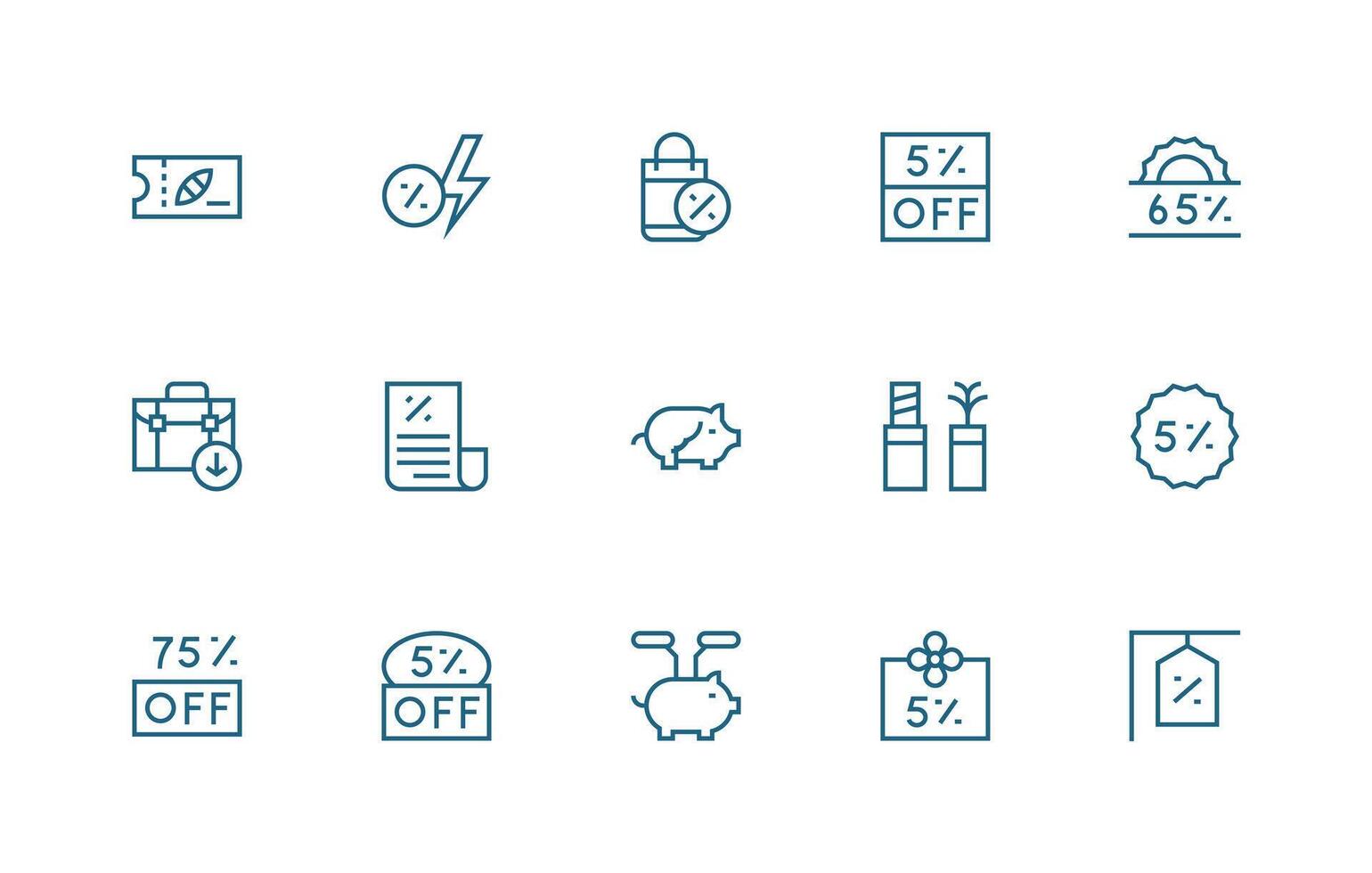 Saving Icon Collection with 15 Regular Line Designs Icon Set vector