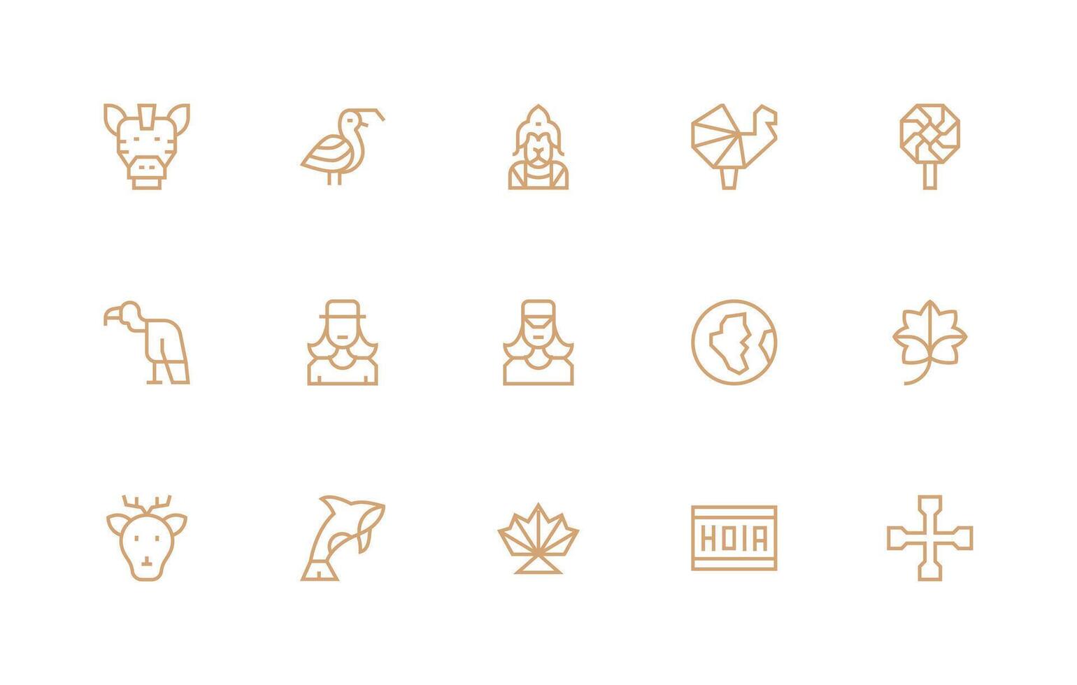 15 Regular Line Designs for Stylized Icons Minimal Icon Set for Interface Projects vector
