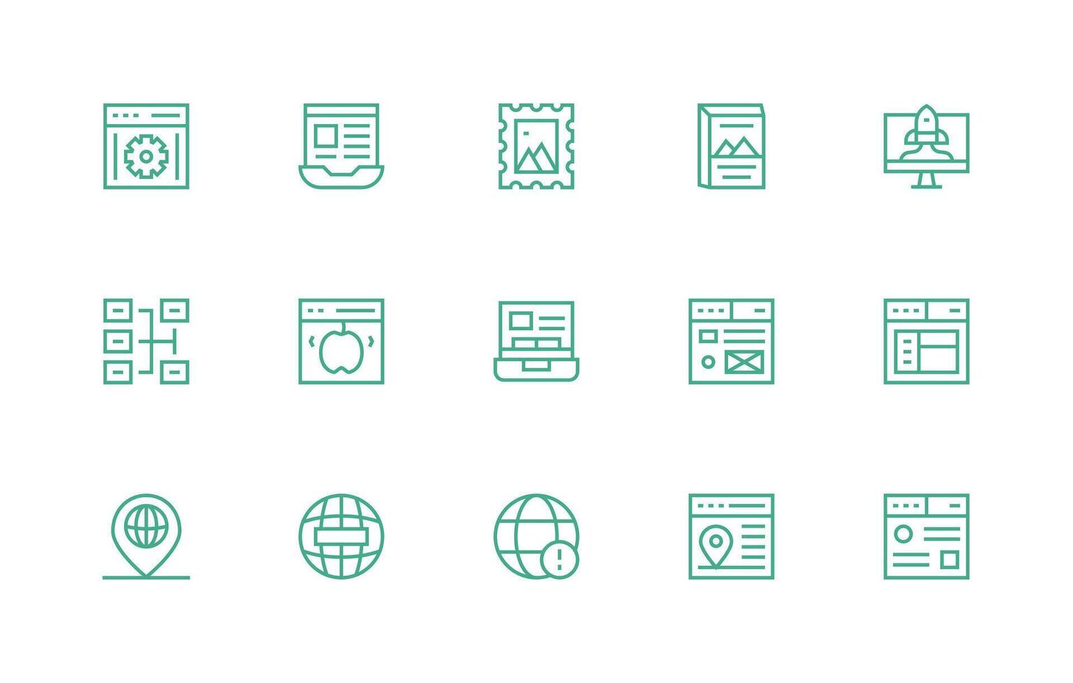 sitio web diseño íconos presentando 15 en regular línea estilo editable icono colección vector