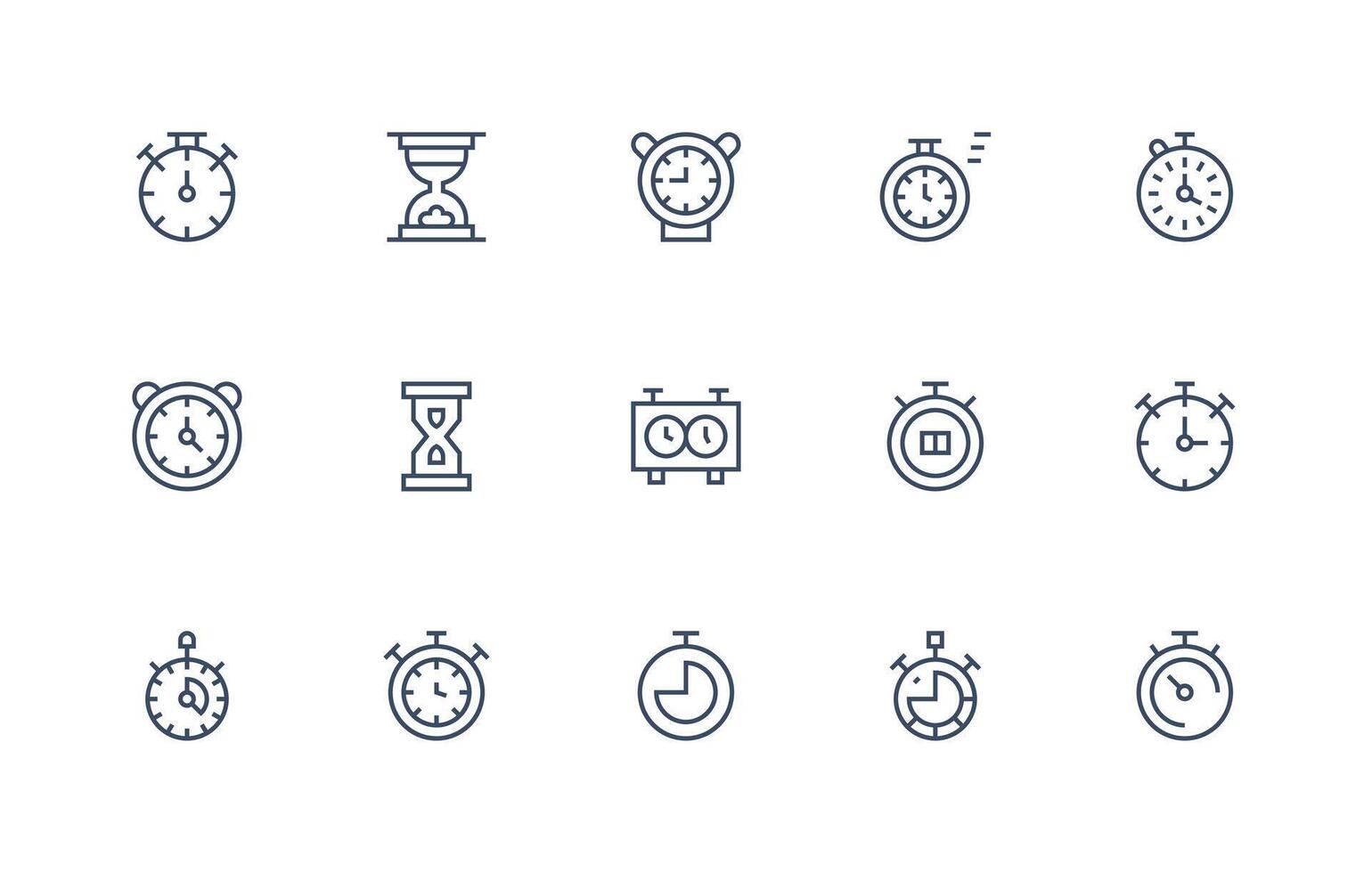 15 Elapsed Time Icons in Regular Line Aesthetic Minimal Icon Set for Interface Projects vector