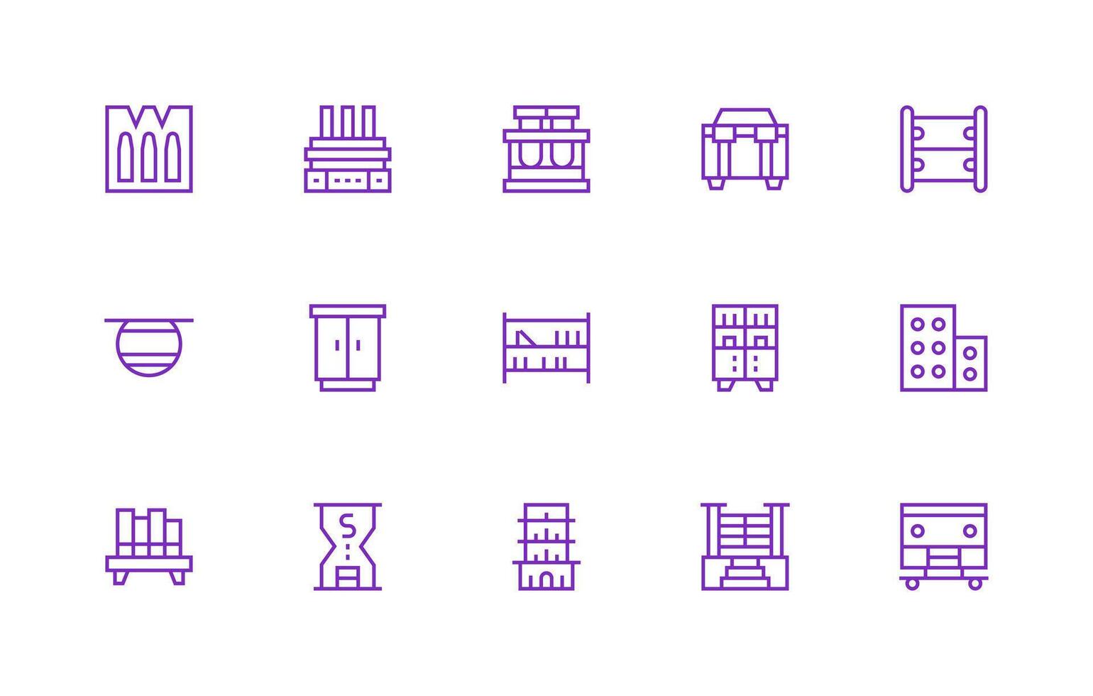 15 Regular Line Icons for Shelving Graphics Detailed Icon Collection for Design Systems vector
