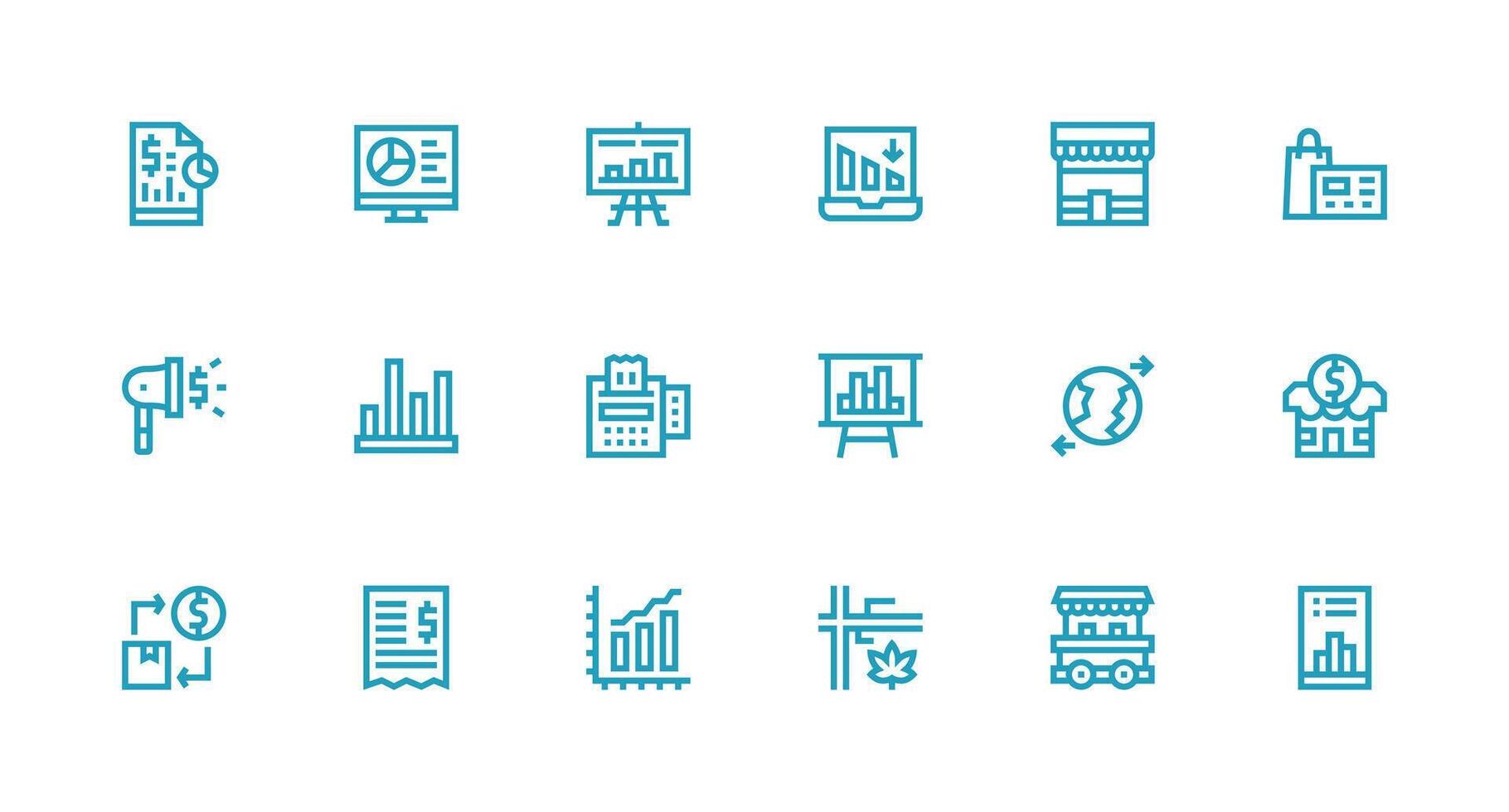 Sales Icon Set with 18 Strong Stroke Line Graphics Lightweight Icon Series for Fast Prototypes vector