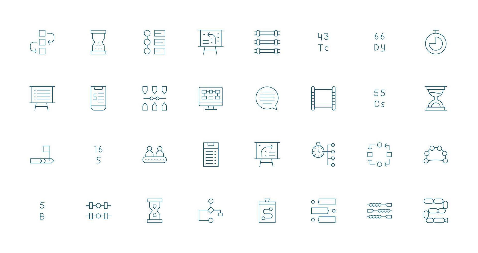 32 Icons for Sequence in Thin Line Format Sharp Icons for Presentations vector