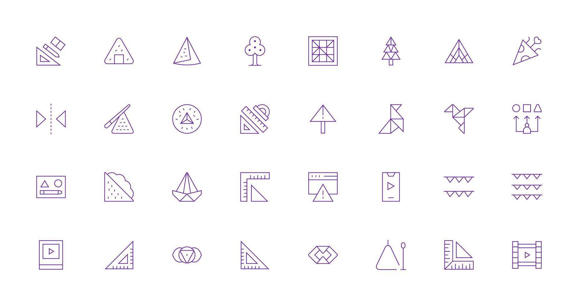 Triangle Set with 32 Thin Line Icons Versatile Icon Collection for Designers vector
