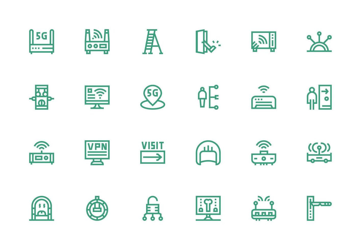 Access Point Icon Collection with 24 Thick Line Line Designs Balanced Icon Set for Functional Design vector