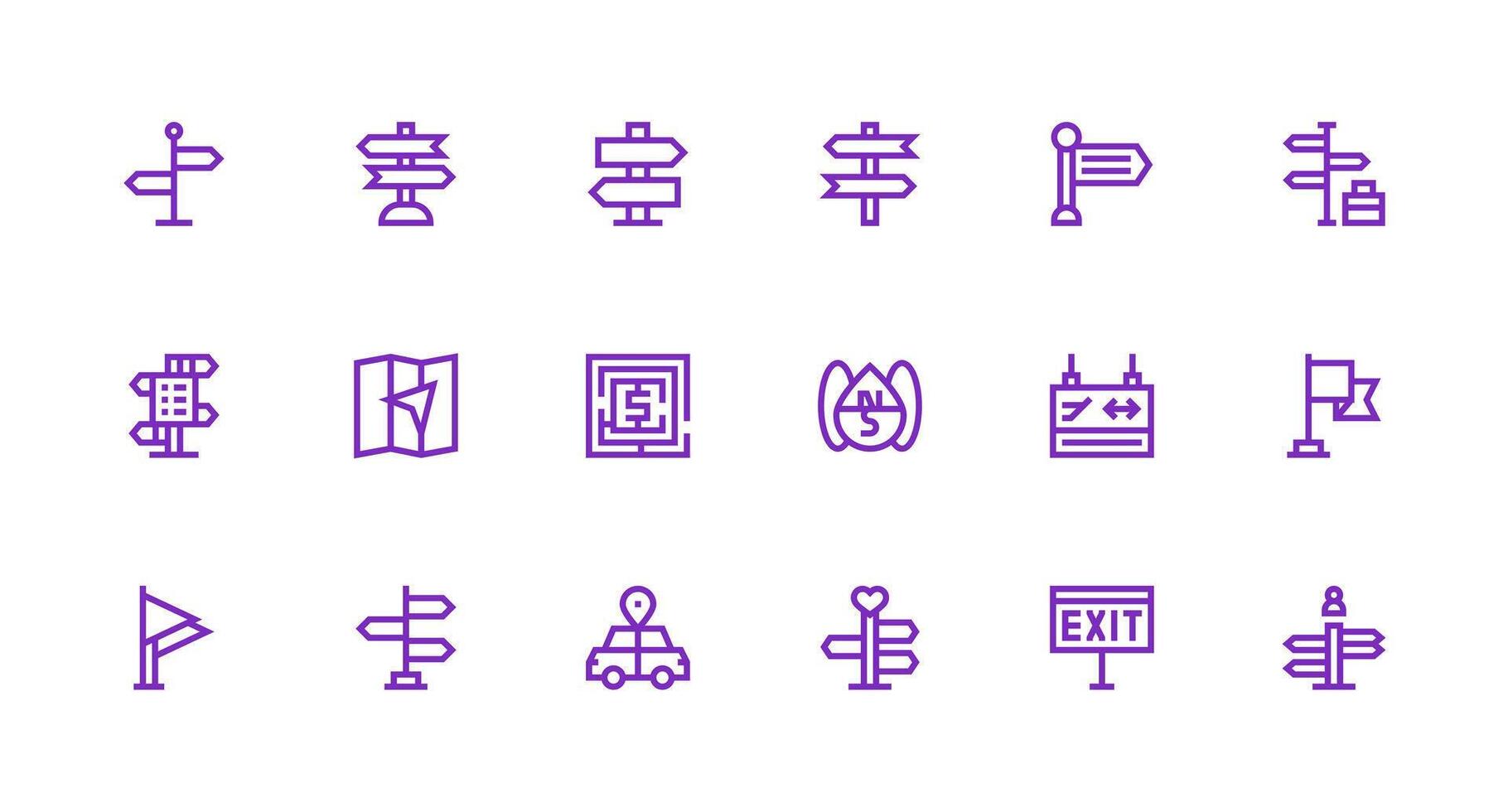 Strong Stroke Line Icons from Wayfinding Set with 18 Vectors Icon Set for Apps