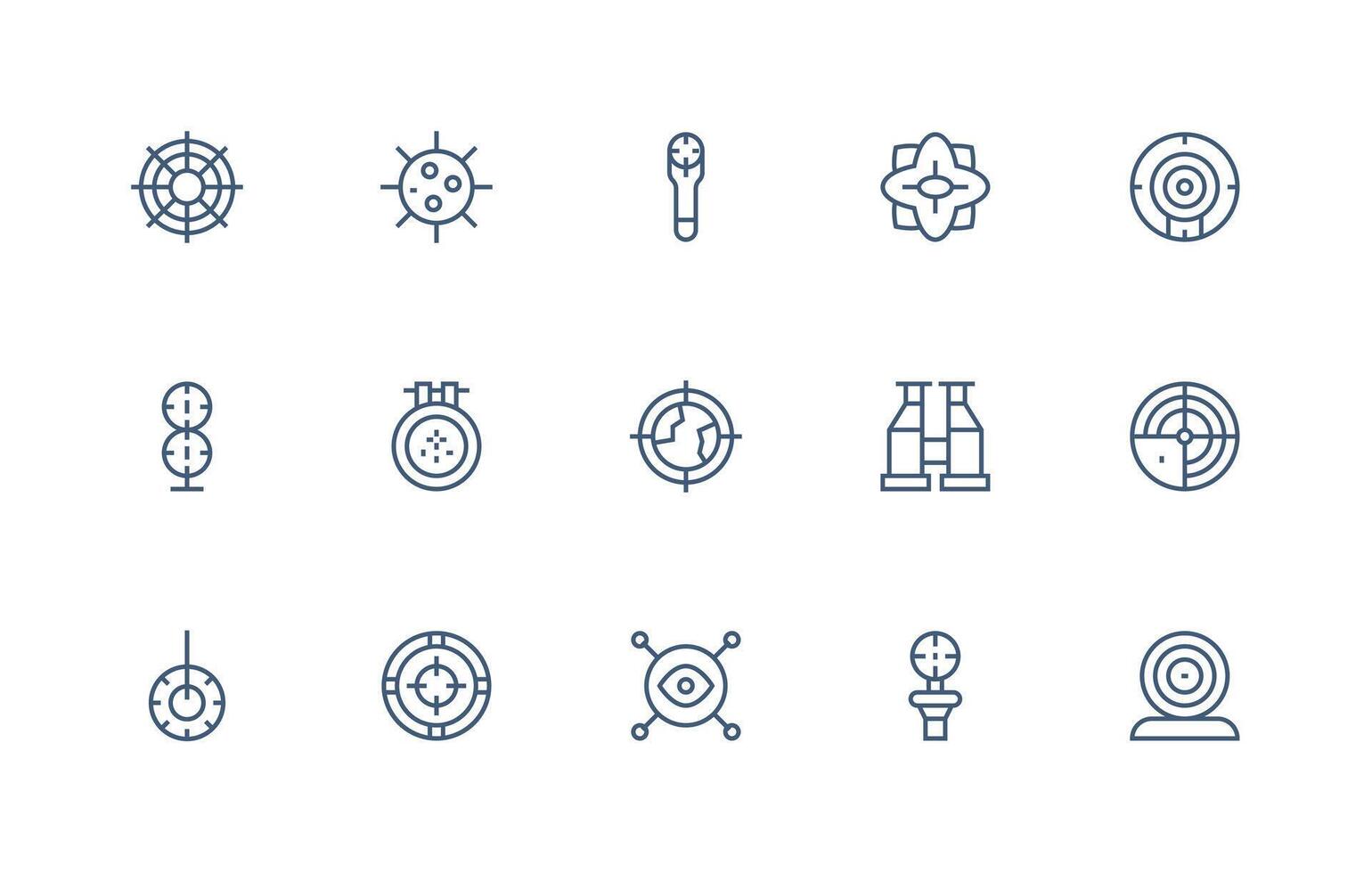 Scope Icon Set with 15 Regular Line Graphics Outline Icon Pack vector