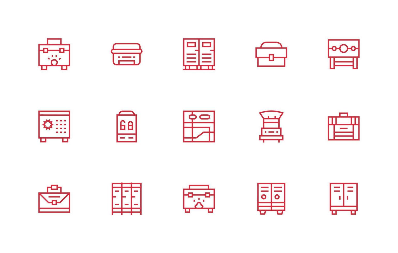 15 Regular Line Designs for Locker Icons High-Resolution Icons for Any Platform vector