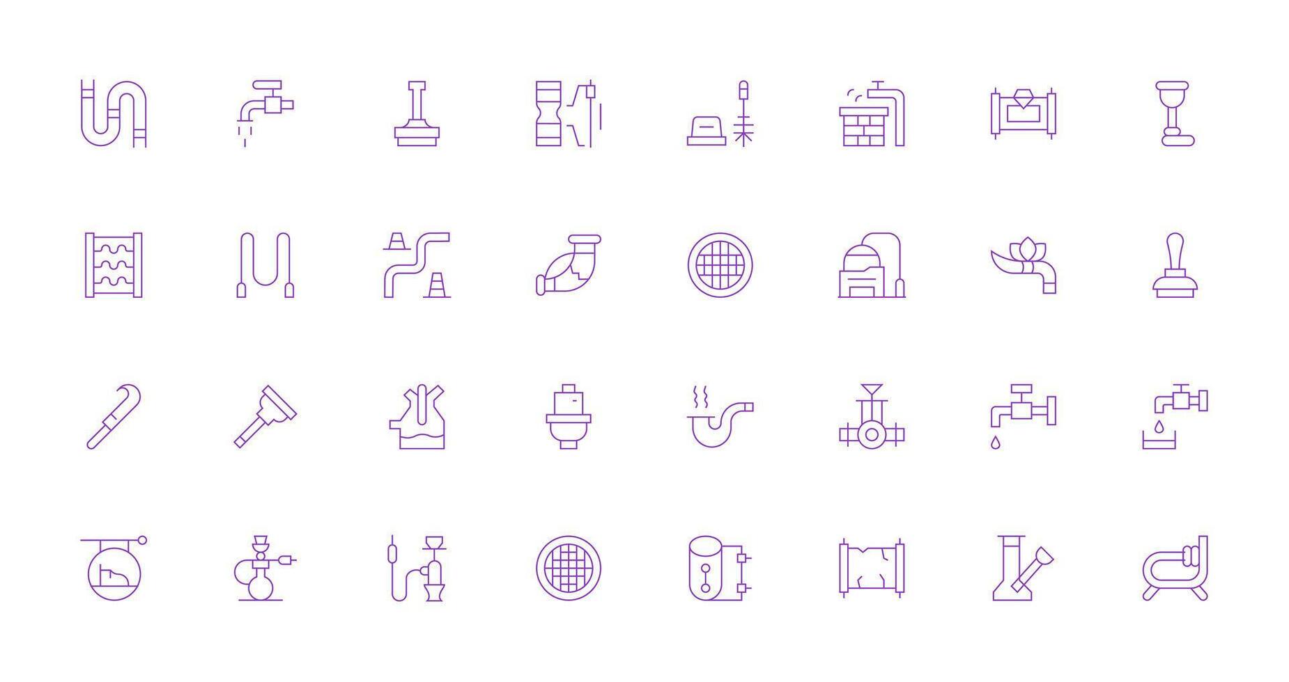 32 Pipe Icons in Thin Line Aesthetic Clean Icon Collection for Web Use vector