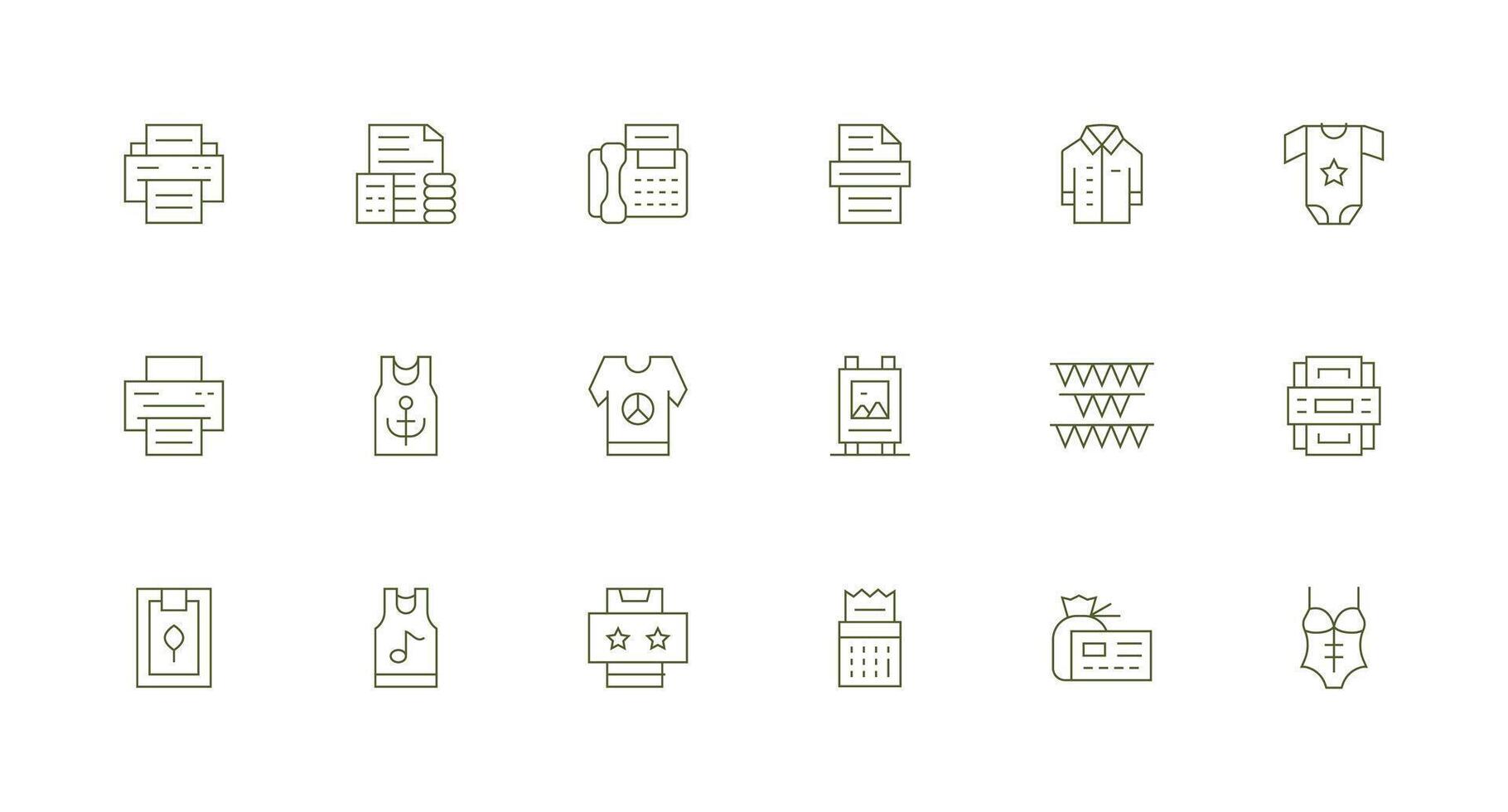 Minimal Line Icons from Print Set with 18 Vectors Lightweight Icon Series