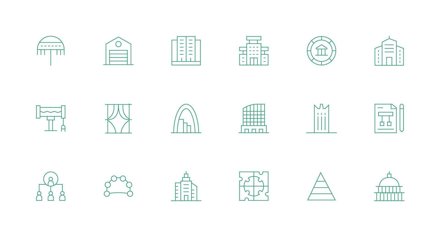 Structure Visual Pack containing 18 Minimal Line Icons Flexible Icon System for Web Interfaces vector