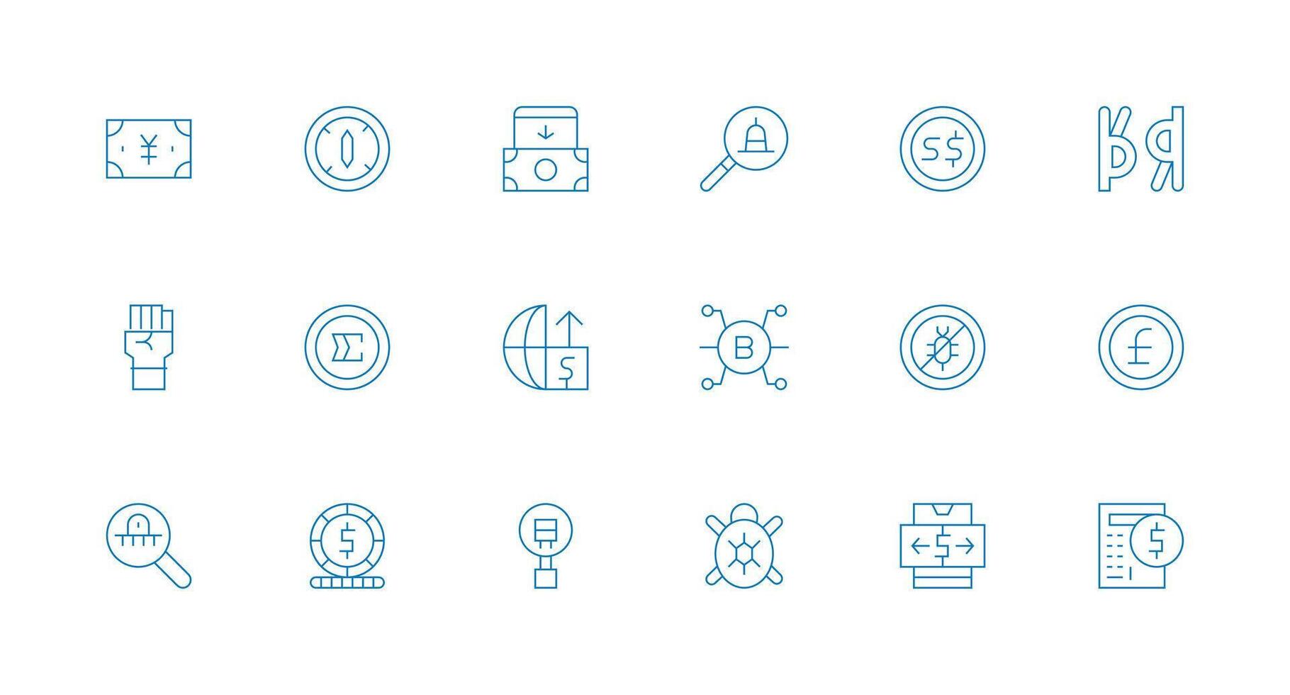 Digital Currency featuring 18 Icons in Minimal Line Design All Device Compatible Icon Set vector