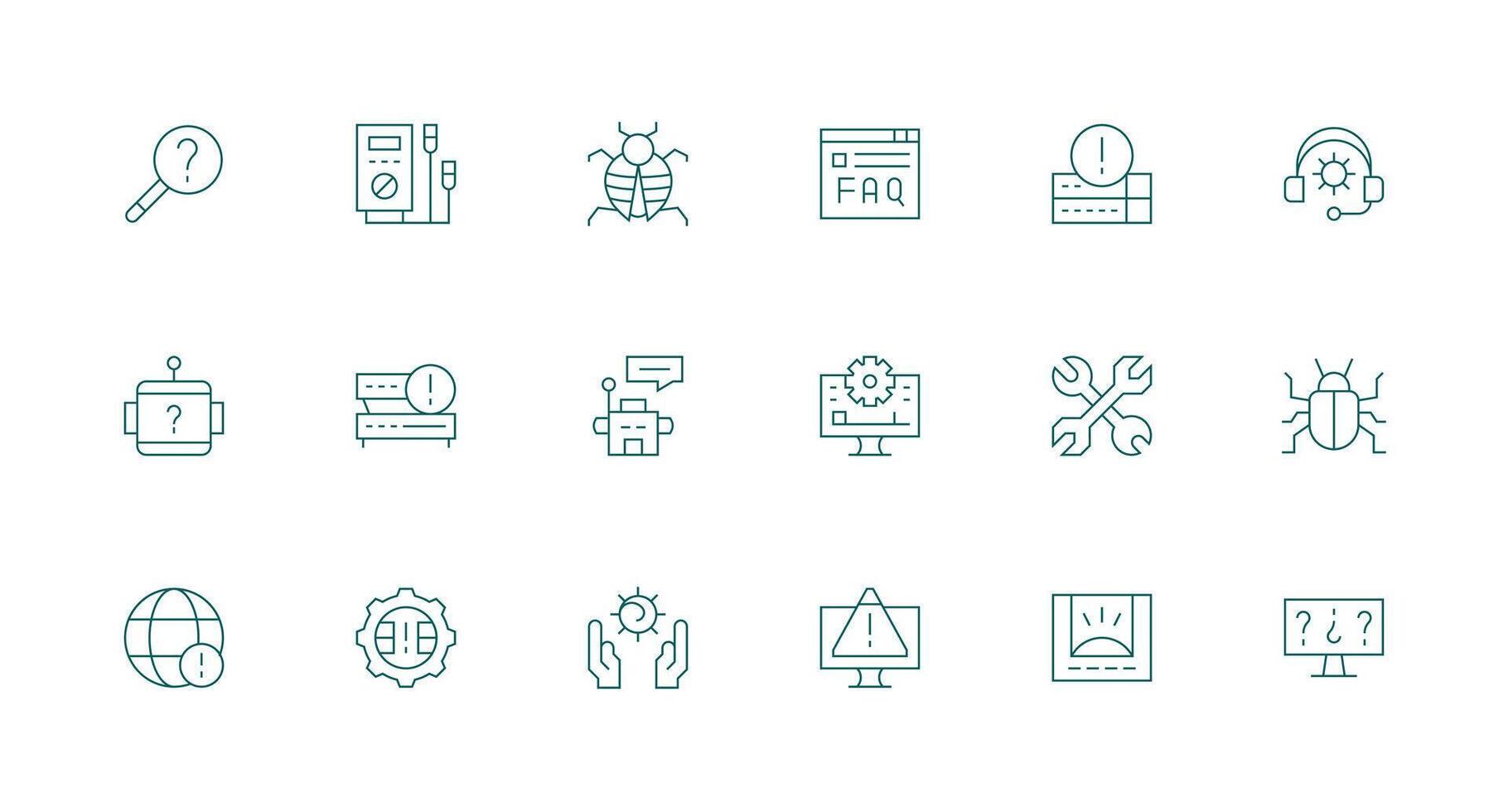 18 Minimal Line Vectors for Troubleshooting Theme Icon Pack for UI