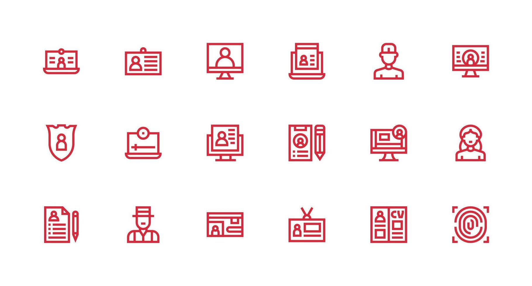 Personal Information Design Icons featuring 18 in Strong Stroke Line Style Icons Built for Visual Consistency Pack vector