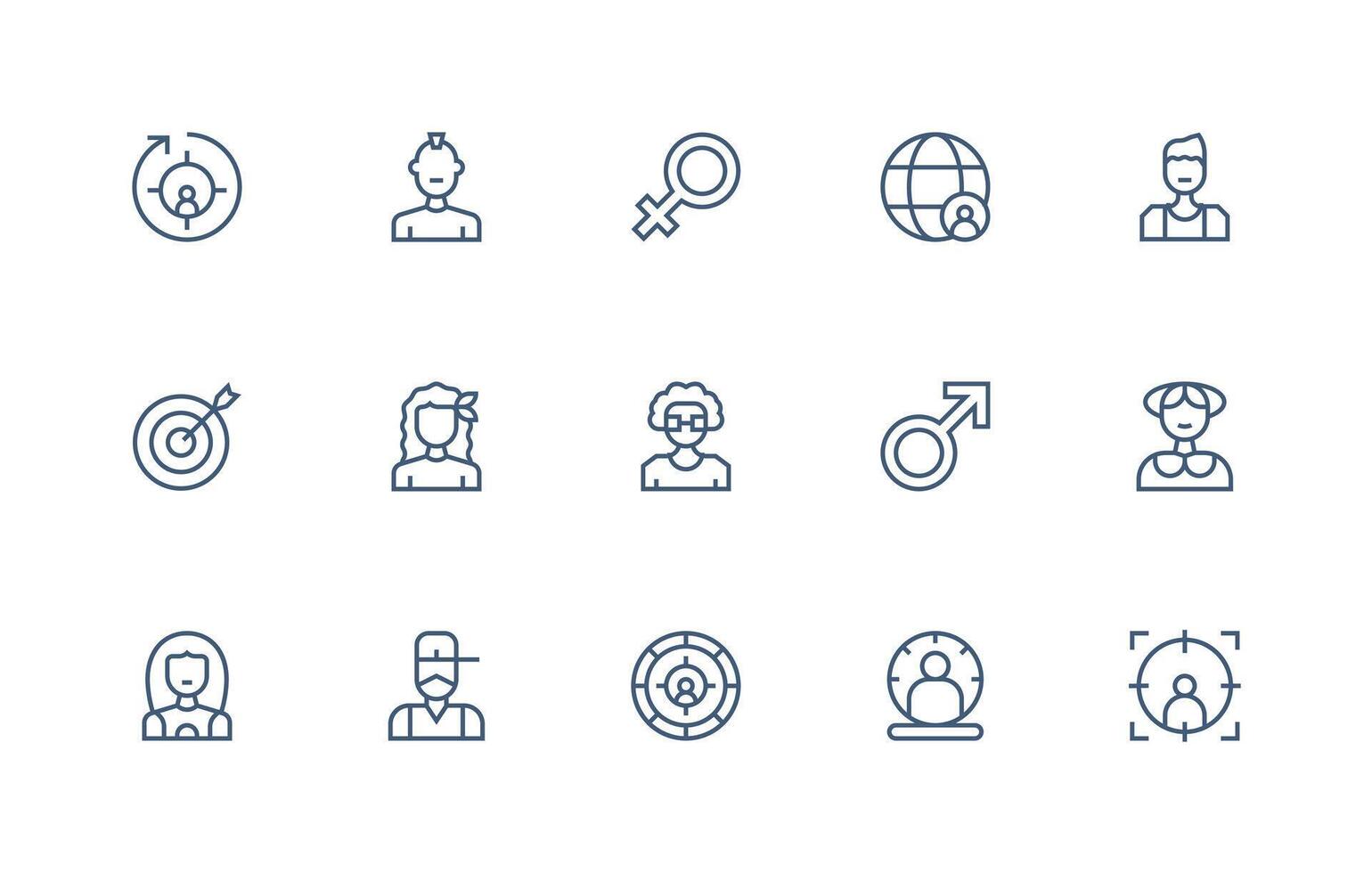 15 Regular Line Icons for Demographic Graphics Multi-Style Icons for Creative Projects vector
