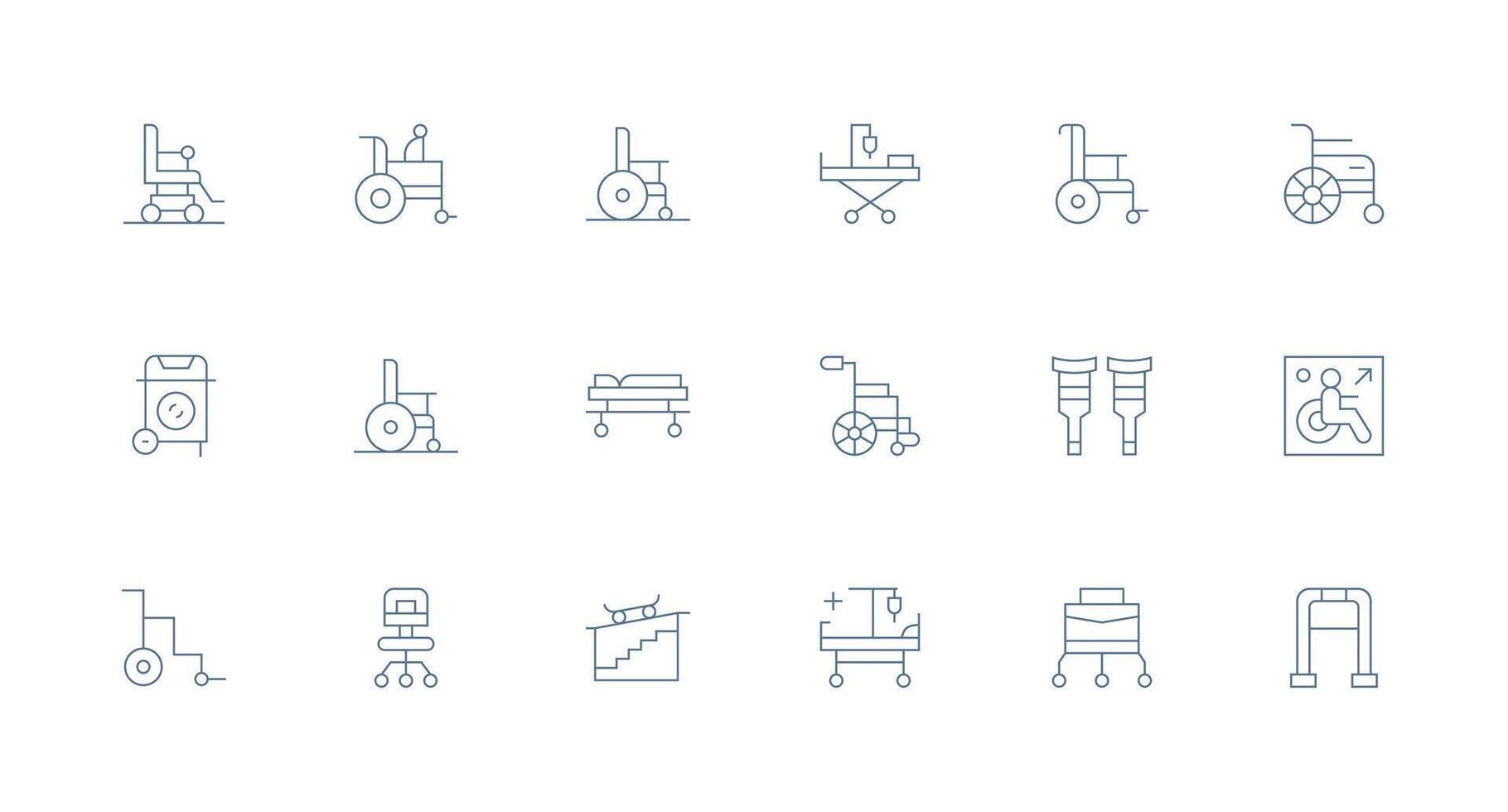 Wheelchair featuring 18 Icons in Minimal Line Design UI Icon Set vector