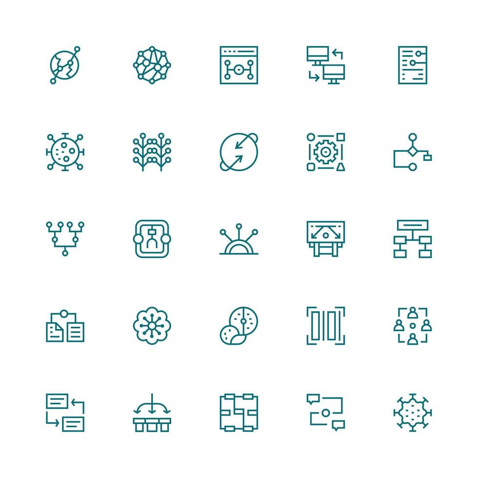 25 Icons for Data Flow in Medium Stroke Outline Format Clean Icon Pack vector