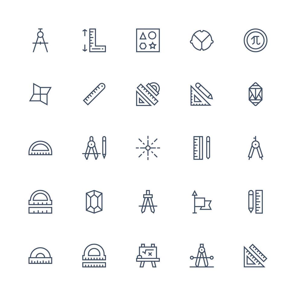 Medium Stroke Outline Style Geometry Icons with 25 Vectors Multi-Style Icons for Creative Projects