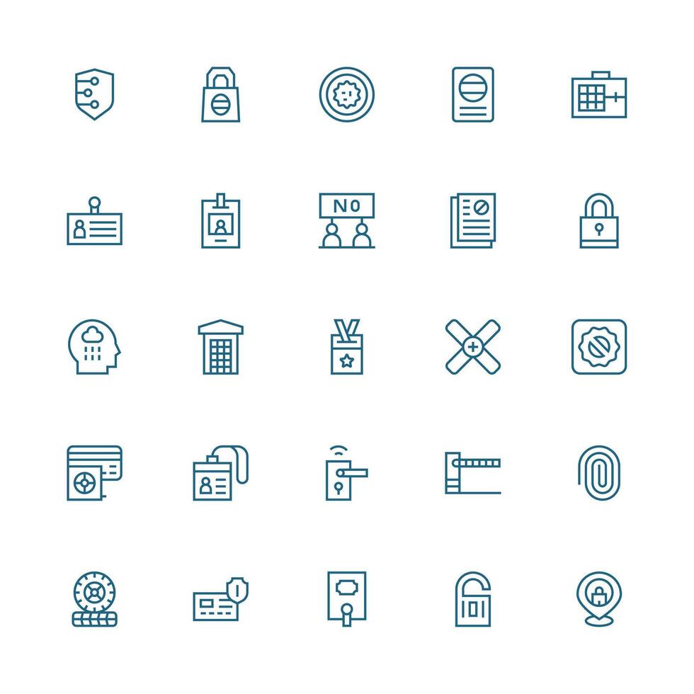 Access Control featuring 25 Icons in Medium Stroke Outline Design Basic Icon Series vector