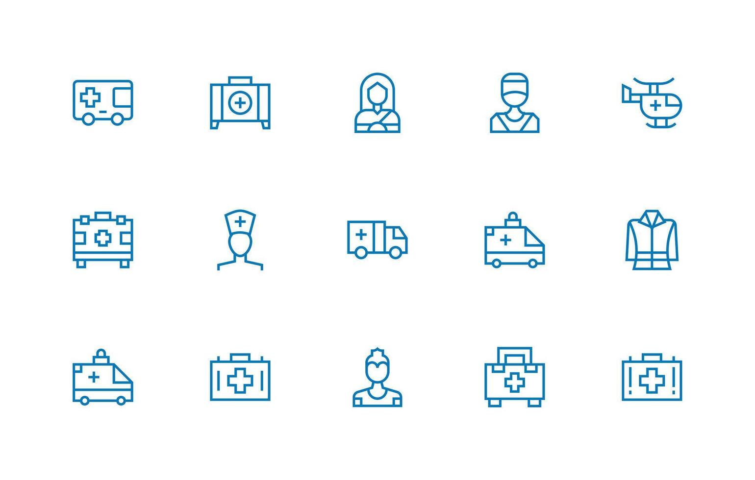 Paramedic Set with 15 Regular Line Icons Minimal Icon Set for Interface Projects vector