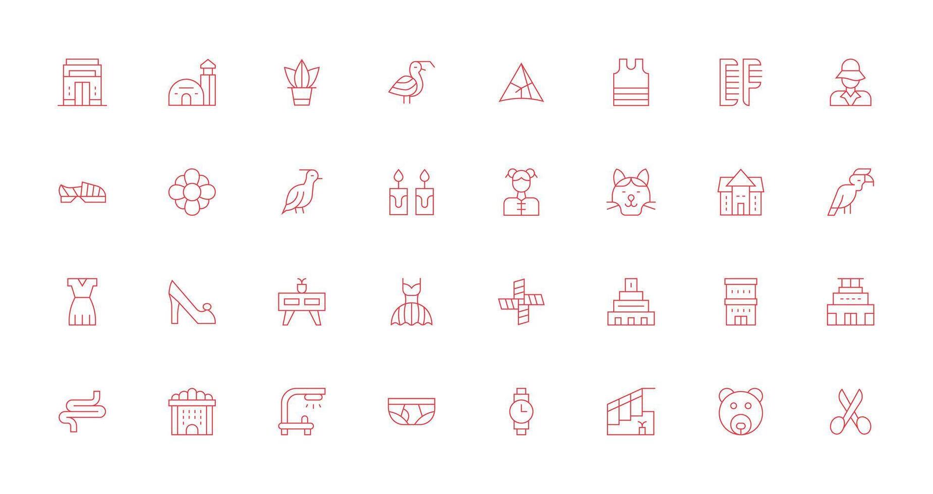 Lineart Visual Pack containing 32 Thin Line Icons Fully Editable Icon Set for Web vector