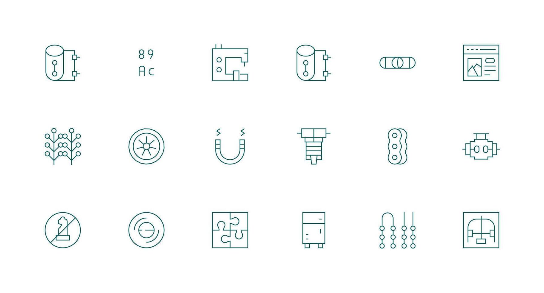 Component Set with 18 Minimal Line Icons Interface Icons for Daily Use vector